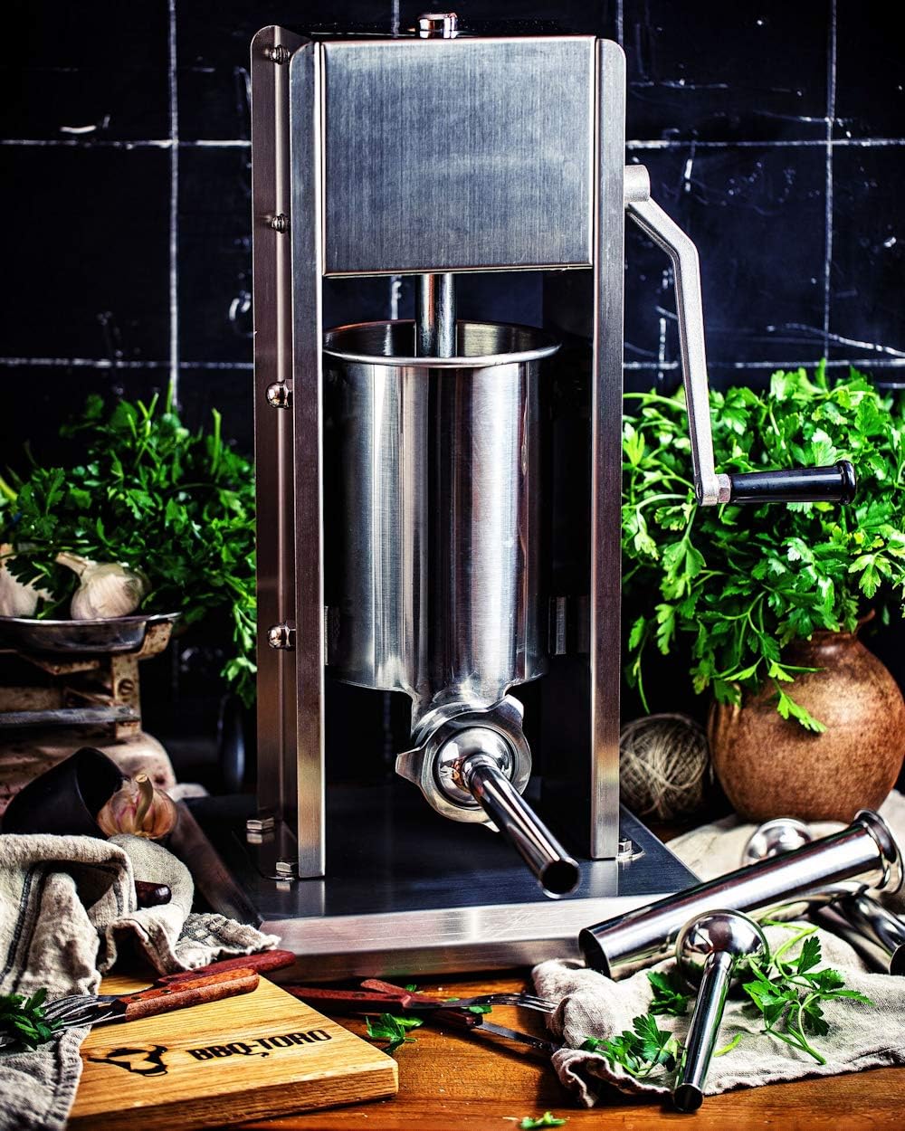 Wurstfüllmaschine mit 4 Füllrohren, 5 Liter / Schwarz