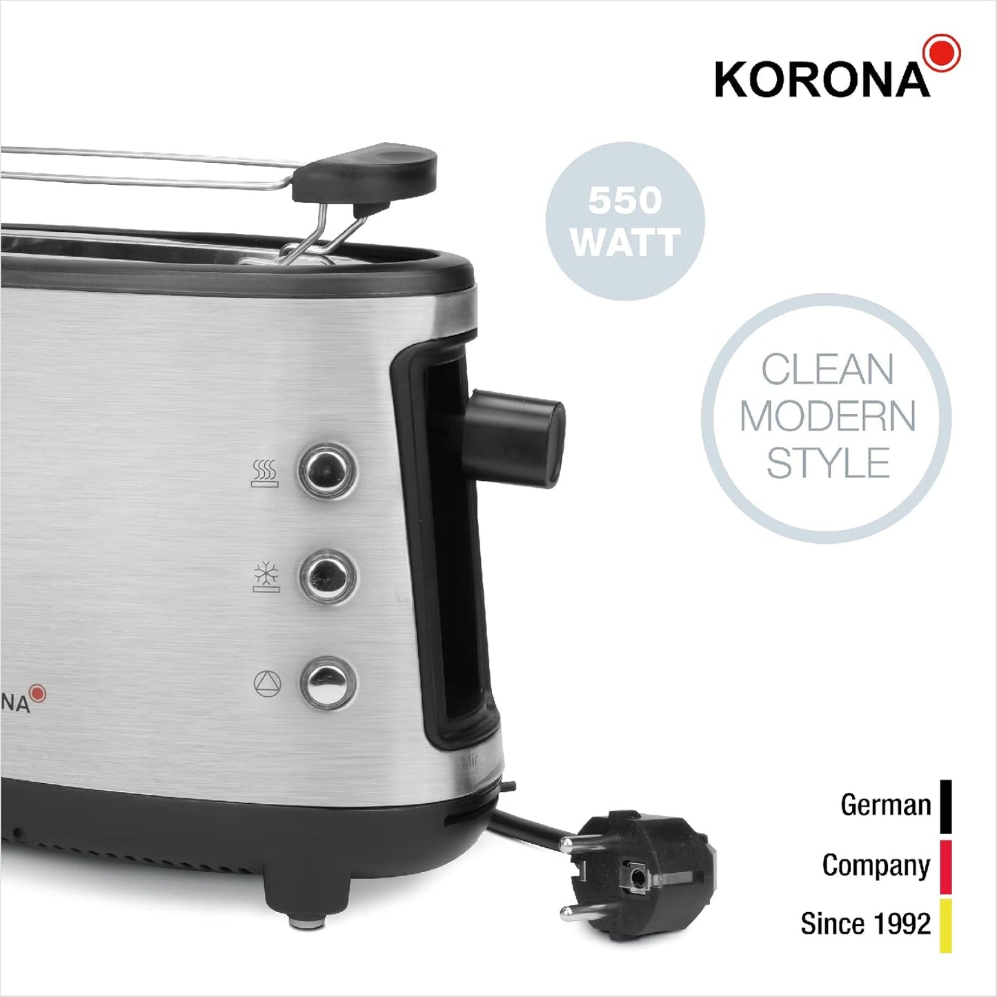 21304 Single-Toaster mit Edelstahlgehäuse und Brötchenaufsatz, Korona 21304 Single-Toaster