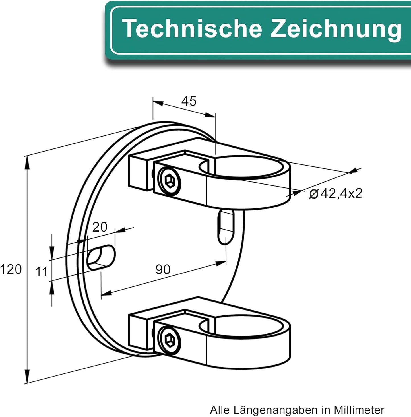 Pfostenhalter, Rohrdurchmesser: 42,4mm