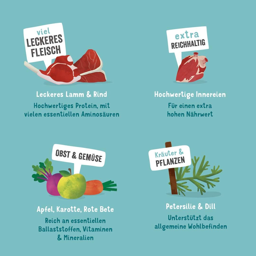 Hundefutter nass, Lamm/Rind, 150 g (11er Pack)