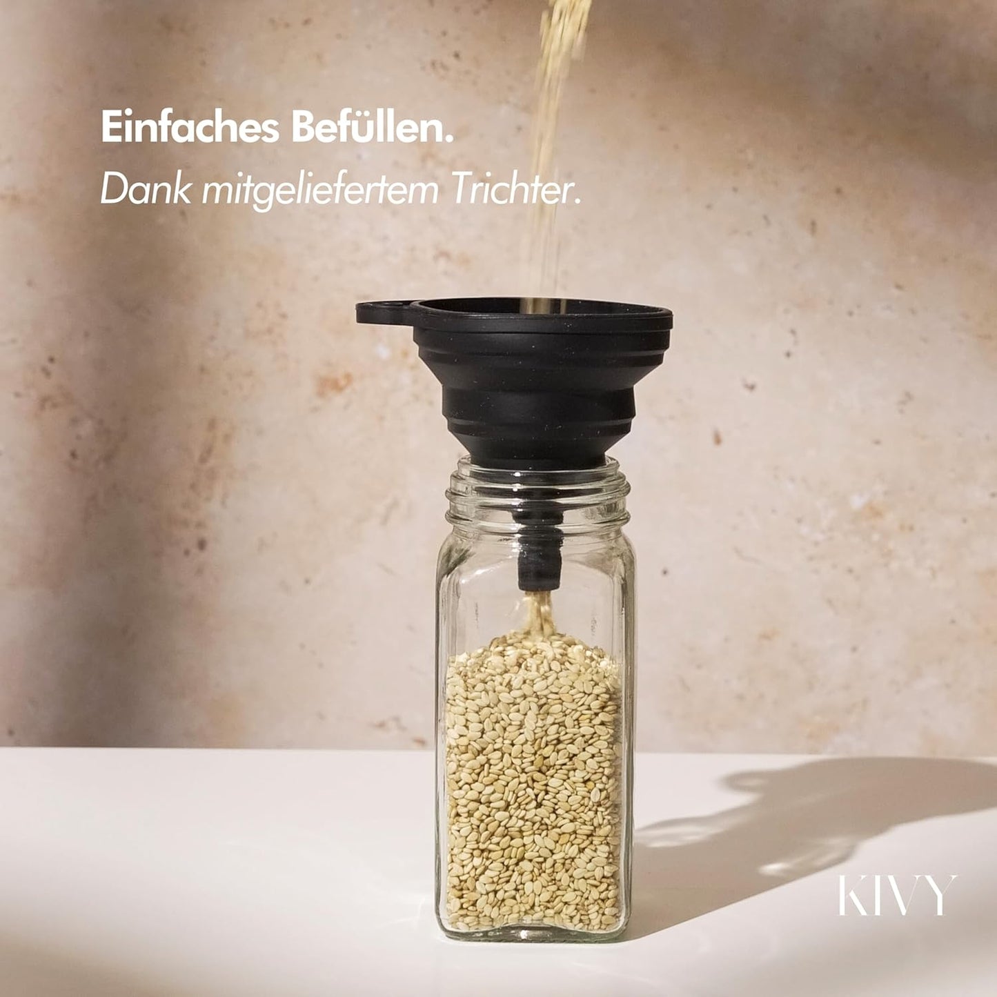 Gewürzgläser mit Streueinsatz (24x 120ml) + Labels, Gewürzgläser Schwarz Bambusdeckel