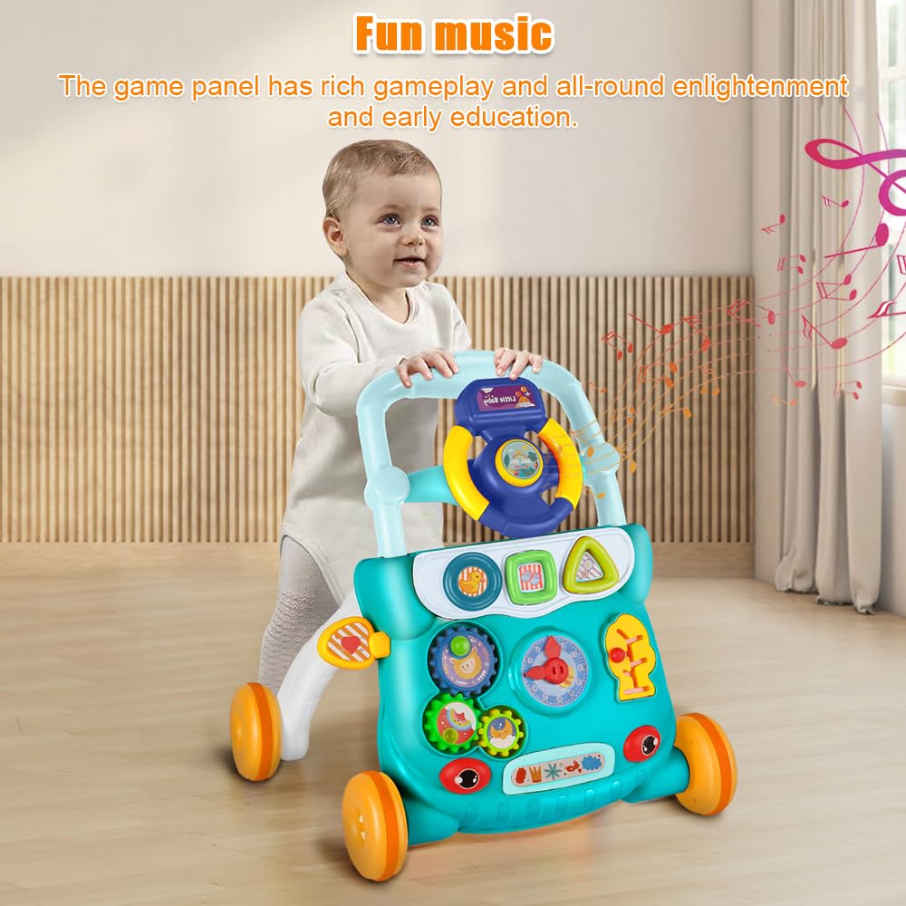 Lauflernwagen für Kleinkinder, Aktivitäts- und Entwicklungsspielzeug, 40 × 32 × 40,5 cm – Grün