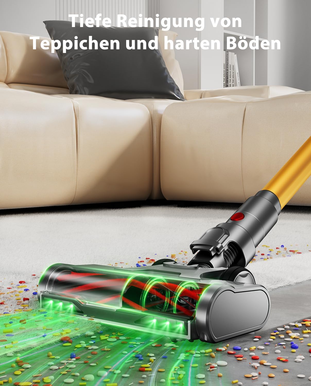 Akkustaubsauger mit OLED-Display, Hellgold