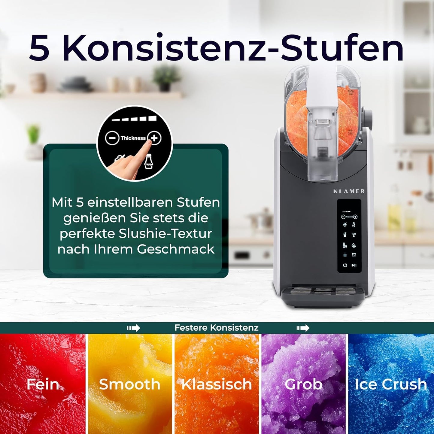 Slush Maschine mit 5 Programmen, 2L Weiß