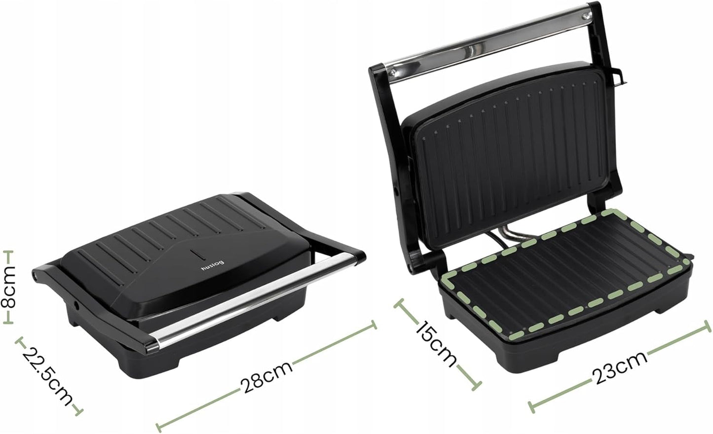 Panini-Toaster & Sandwichmaker, Schwarz 28 x 22.5 x 8 cm