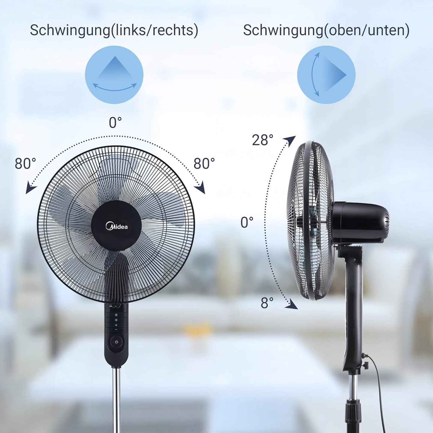 Standventilator FS40-15FR mit Fernbedienung, 5 Flügelblätter, schwarz
