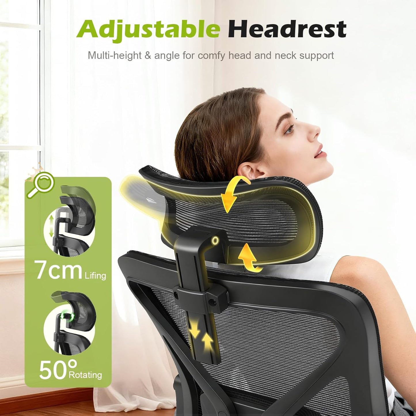 Ergonomischer Schreibtischstuhl mit Lendenstütze, Schwarz