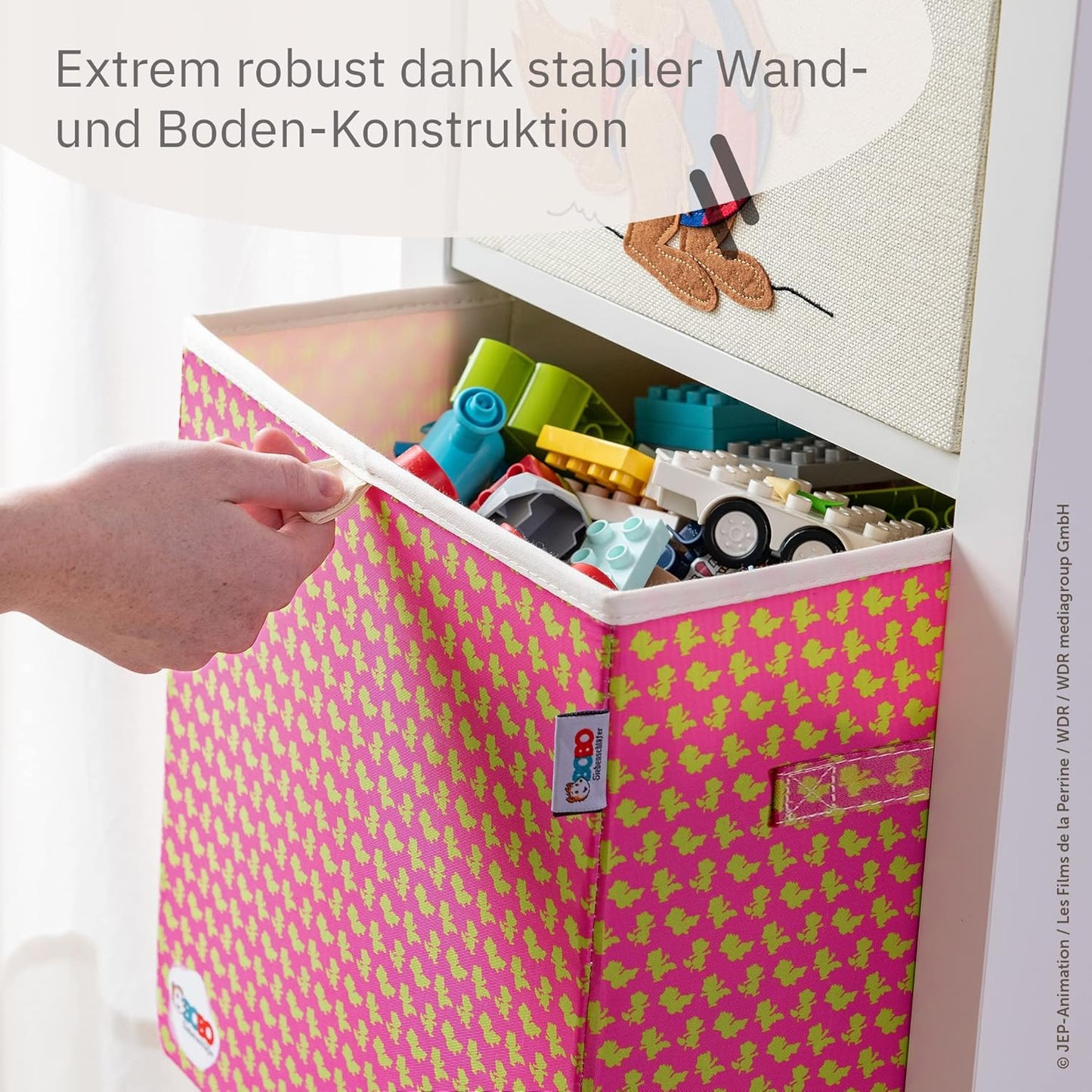 Aufbewahrungsbox mit Bobo Siebenschläfer Streuprint, Pink