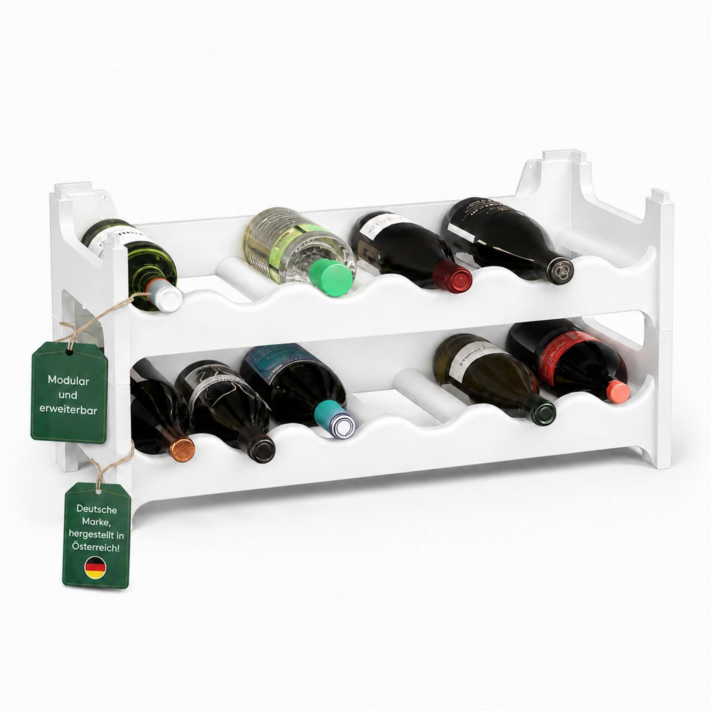 Weinregal für 12 Flaschen, Weiss 12 Flaschen