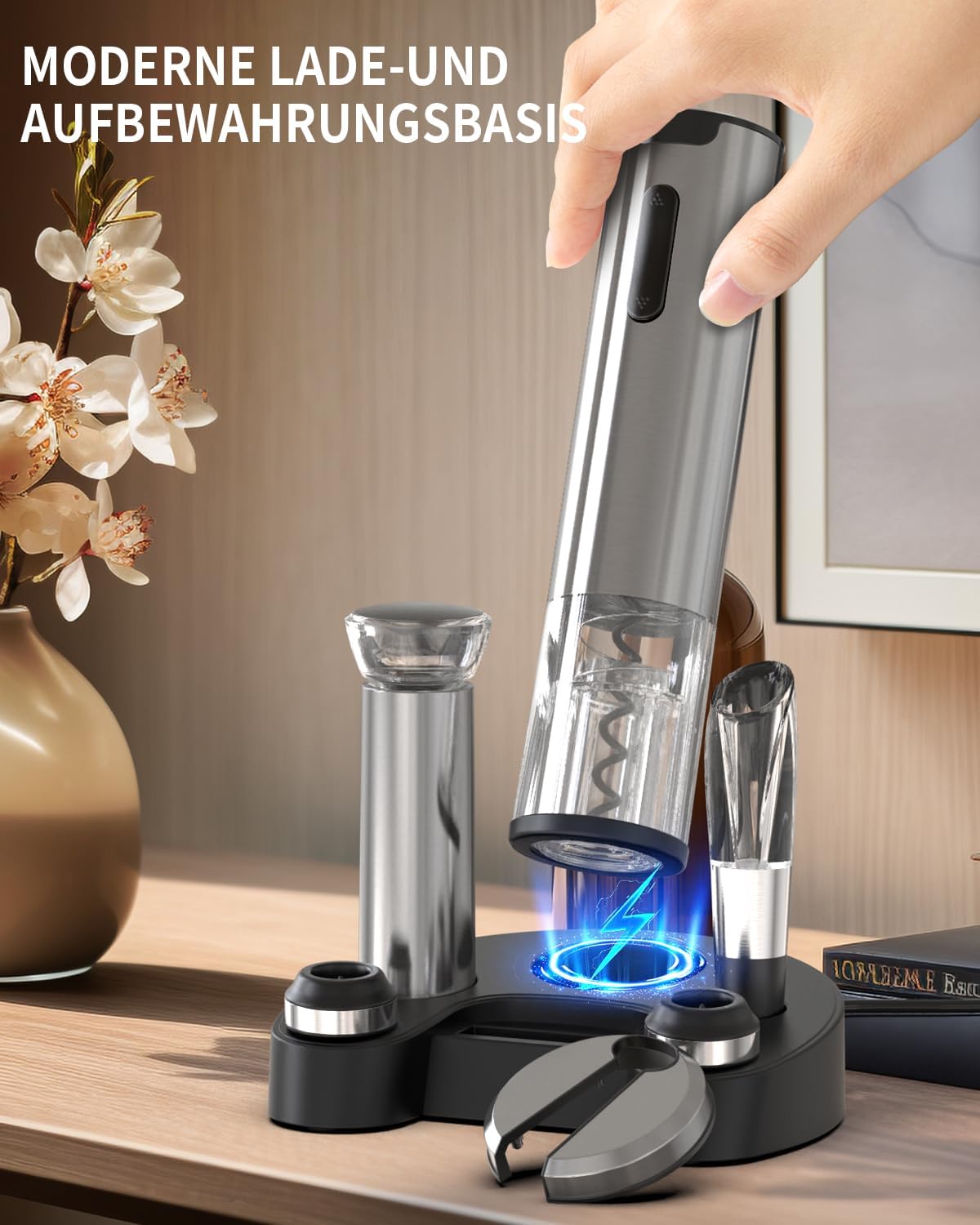 Elektrisches Weinflaschenöffner Set, 7-in-1 Wiederaufladbares Weinöffner-set - Sliver