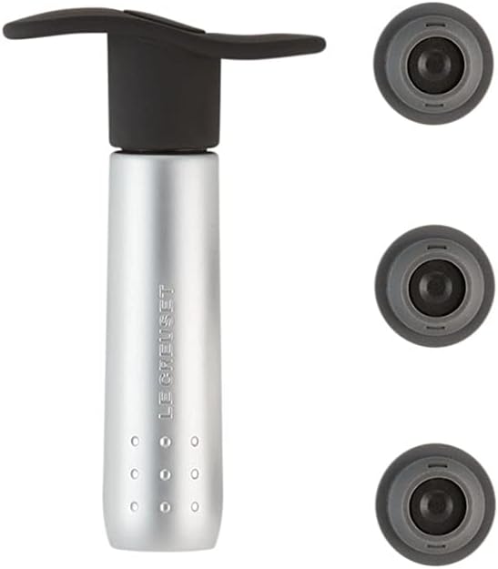 Weinpumpen-Set mit 3 Verschlüssen (WA 137), Silber Weinpumpen