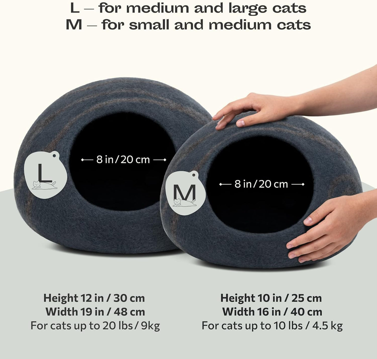 2-in-1 Katzenhöhle und Katzenbett, Slate Grey L