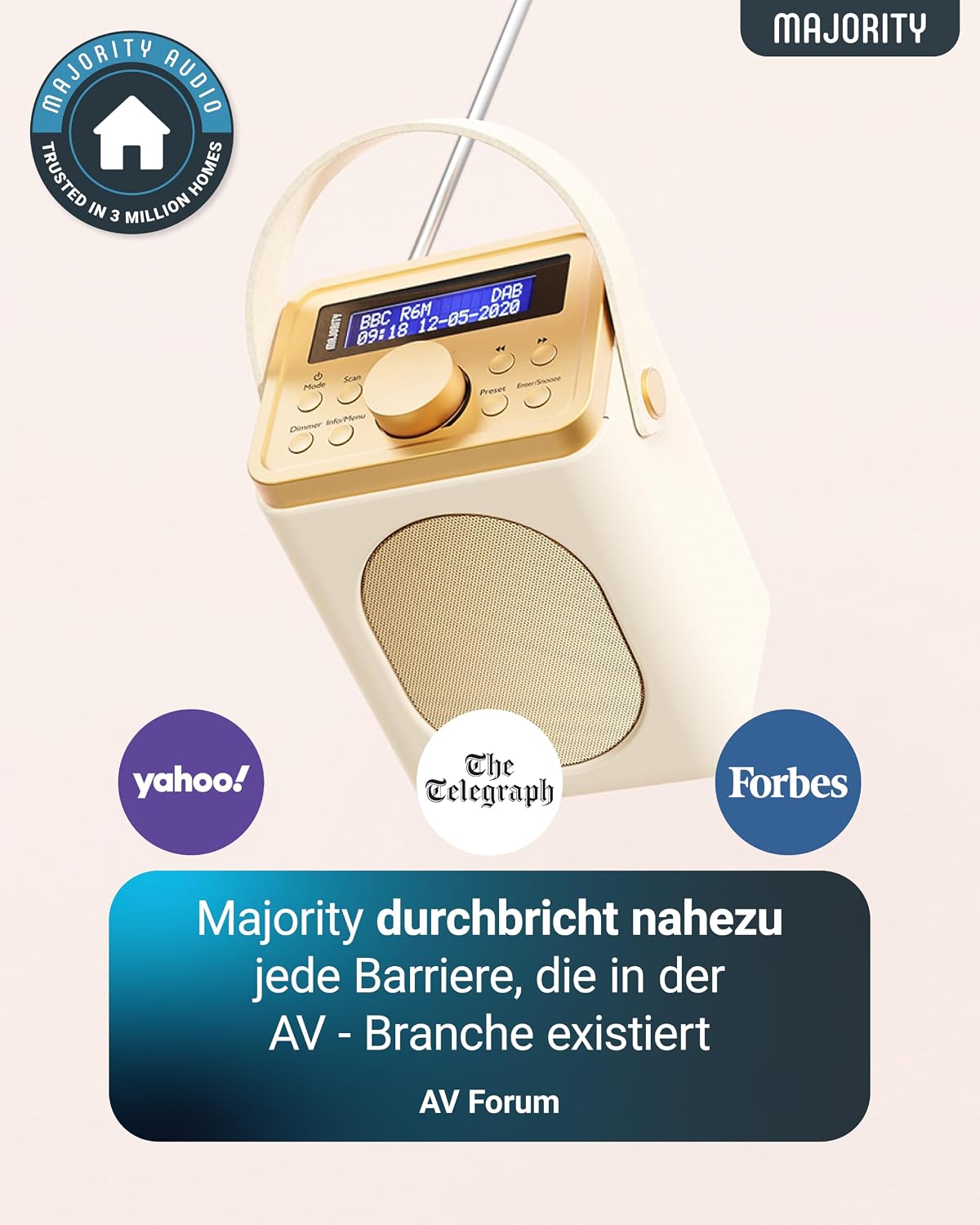 Küchenradio mit Doppelalarm, creme