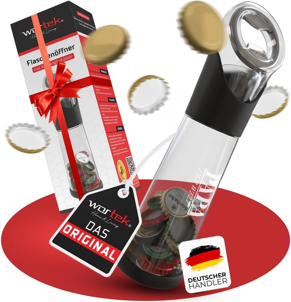 Flaschenöffner mit Auffangbehälter für Kronkorken, Bester Papa