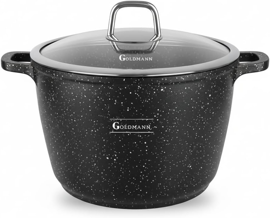 Aluguss-Kochtopf mit Glasdeckel, Schwarz 6.2L - Ø 24 CM