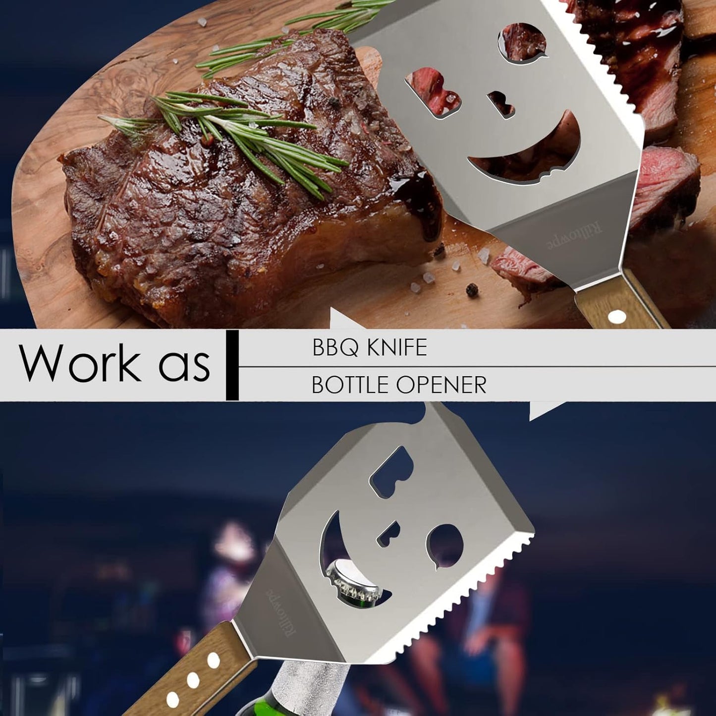 Grillspatel, Griff in Holzfarbe