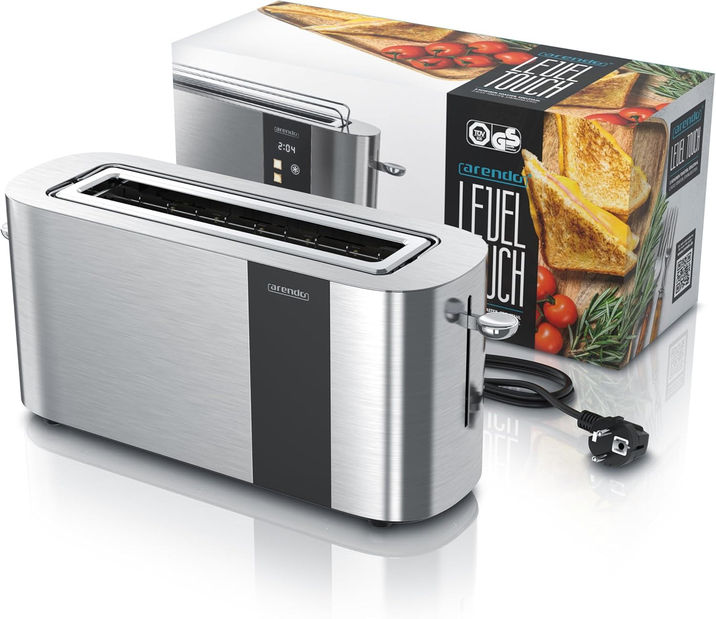 Edelstahl Langschlitz-Toaster mit Touchscreen, C: Steelsilver