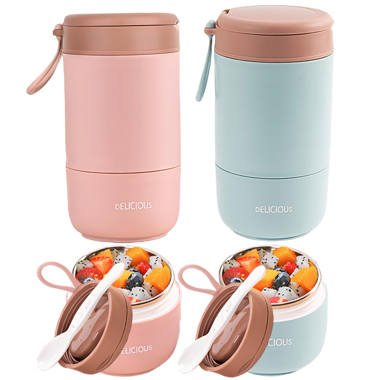 Auslaufsicherer Müslibecher To Go (2er Set) mit Löffel
