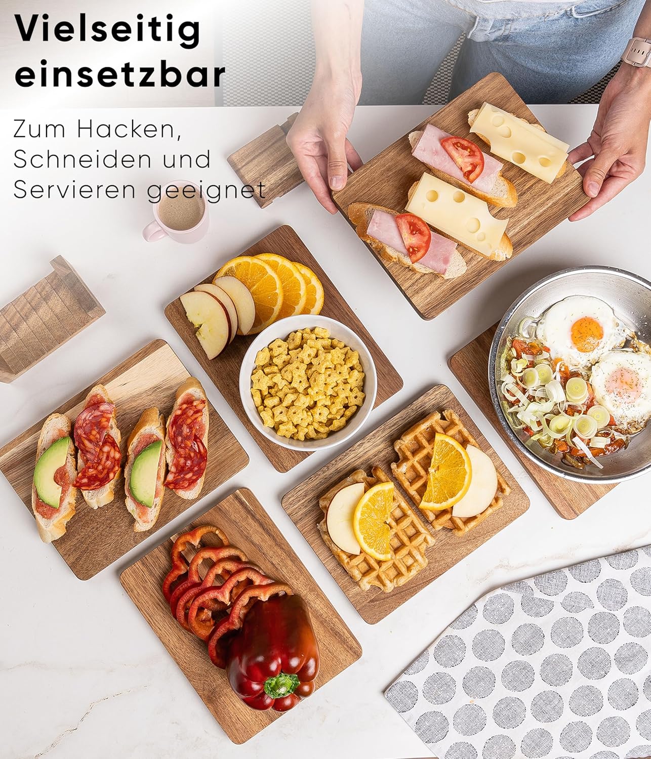 Vesperbrett-Set, 6er Set, Akazienholz