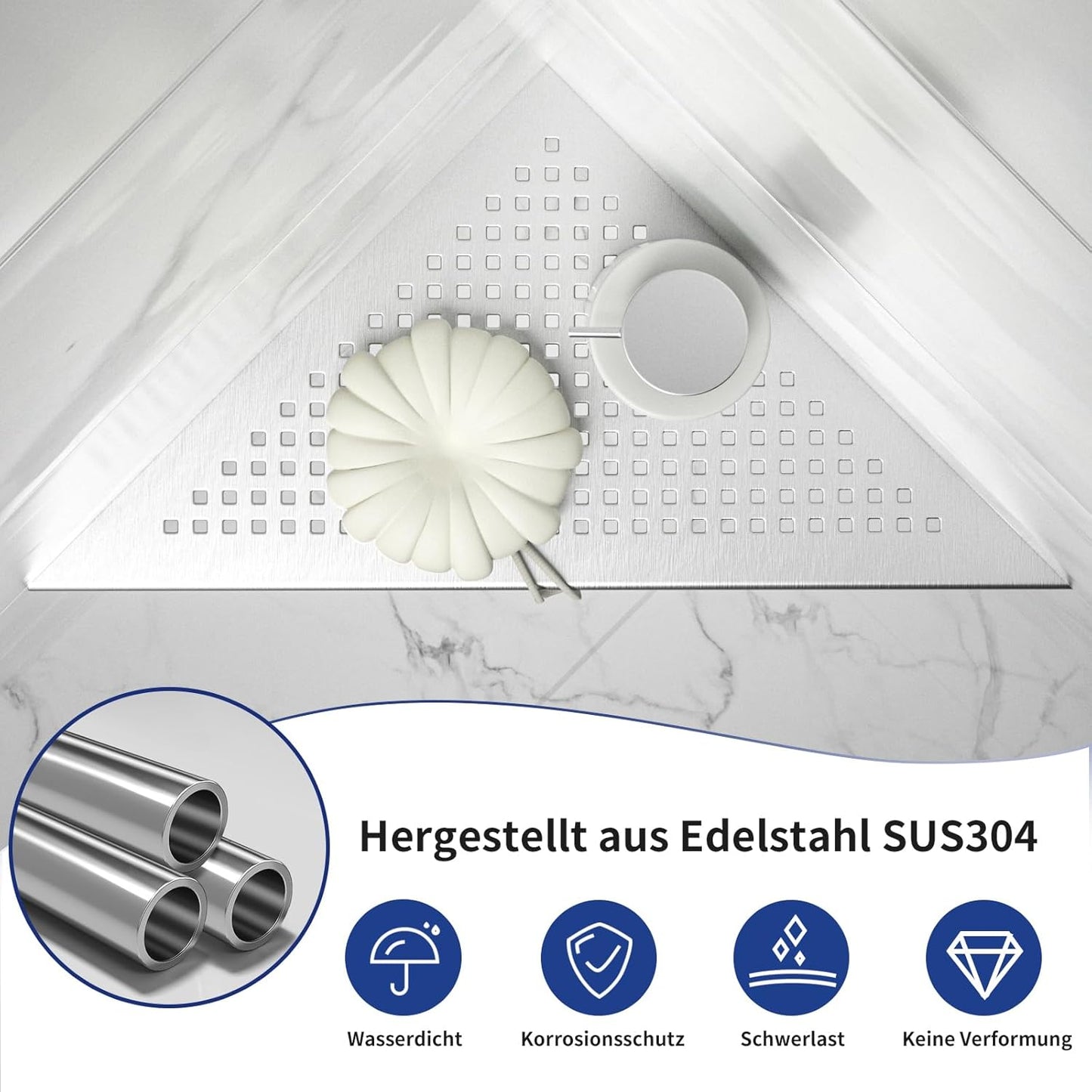 Eck Duschregal aus Edelstahl (2er Set), 305mm-2 Grau