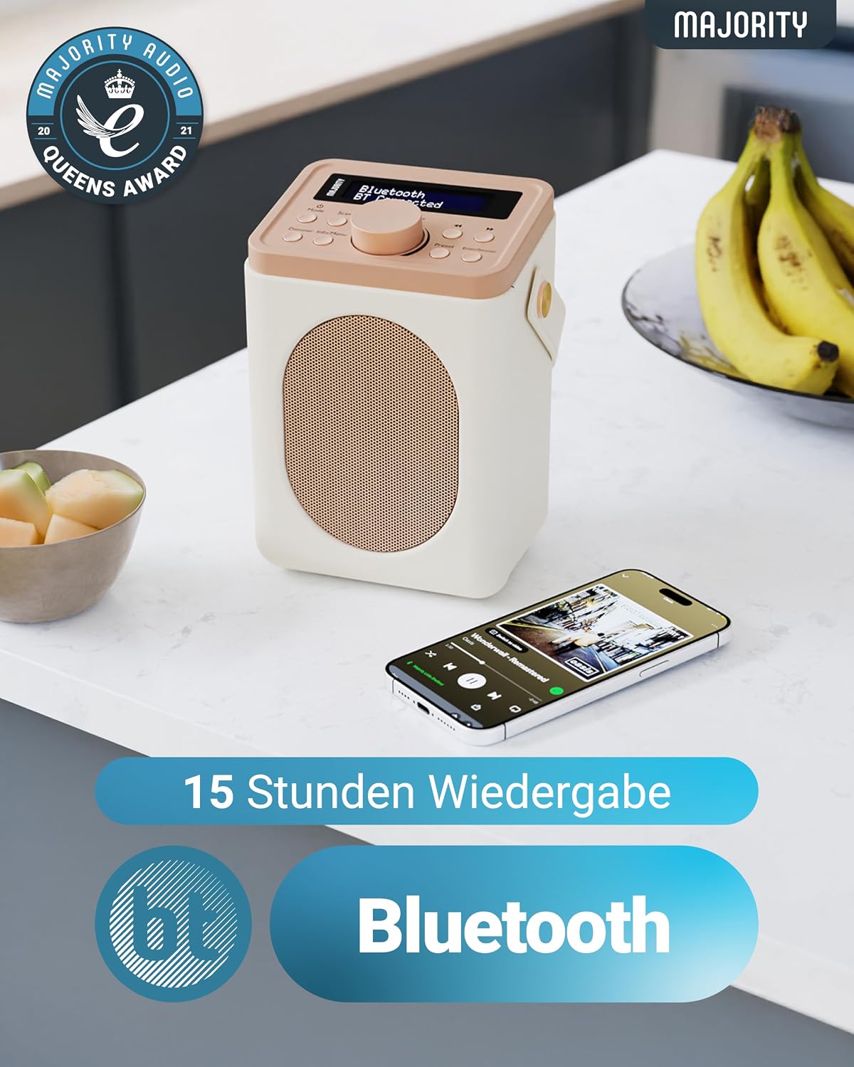 Küchenradio mit Doppelalarm, creme