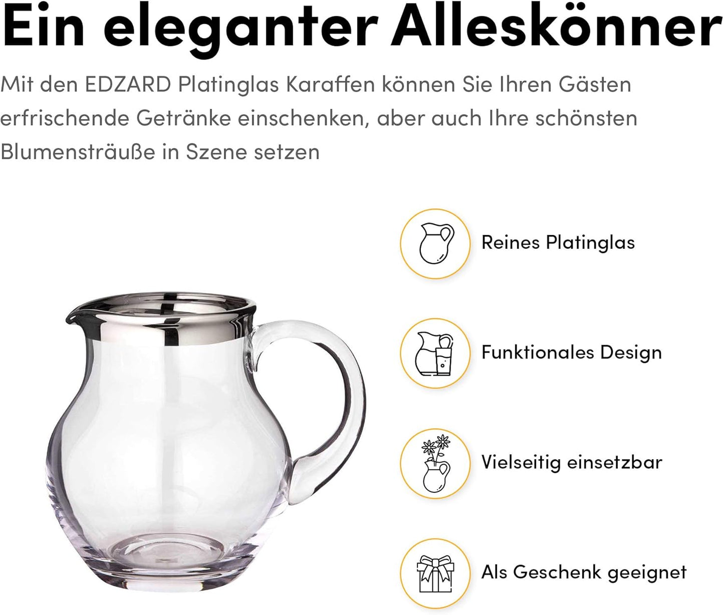 Krug Olivia mit Platinrand, 1,0 Liter