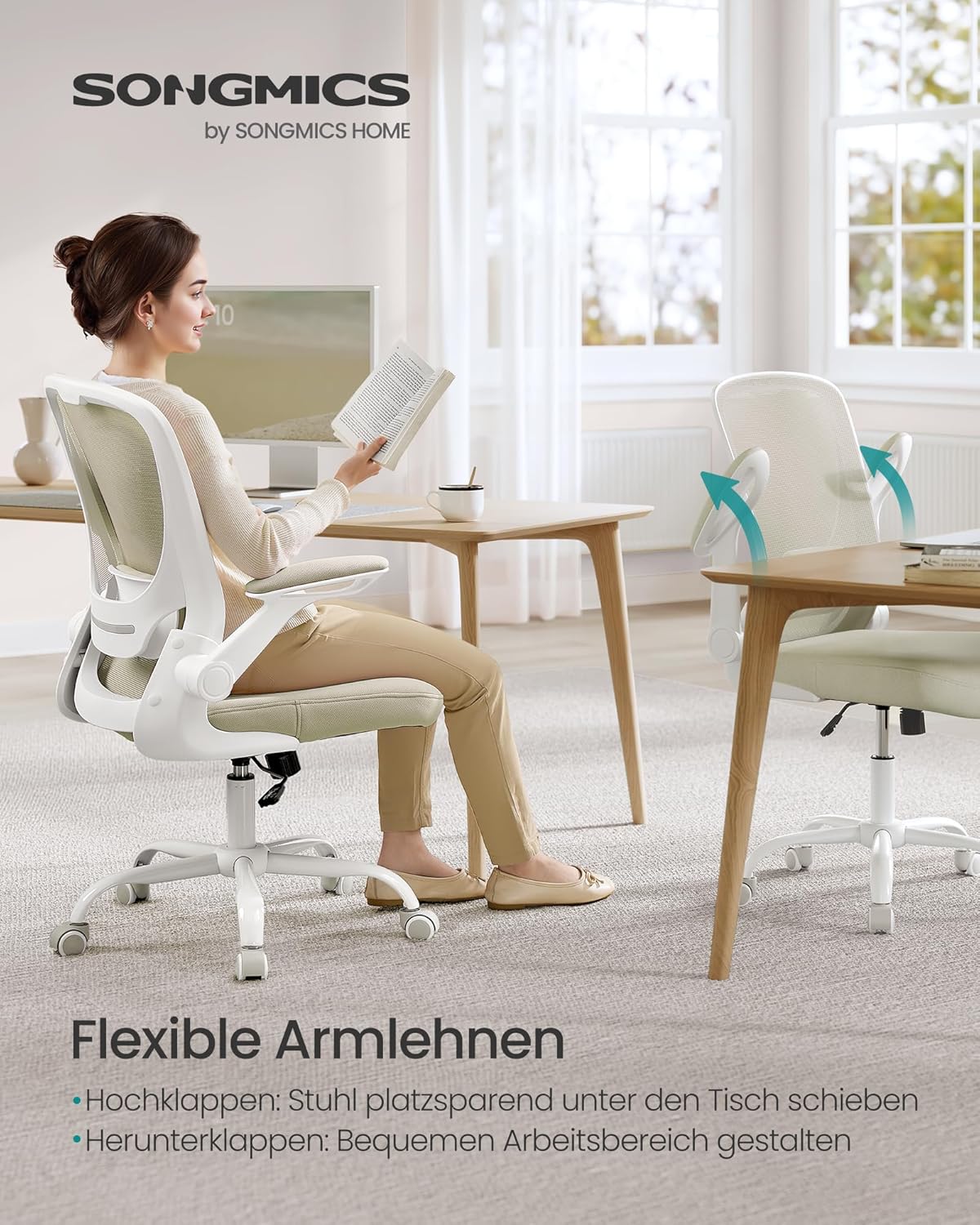 Bürostuhl OBN037R01, Haferflockenbeige Ohne Kopfstütze