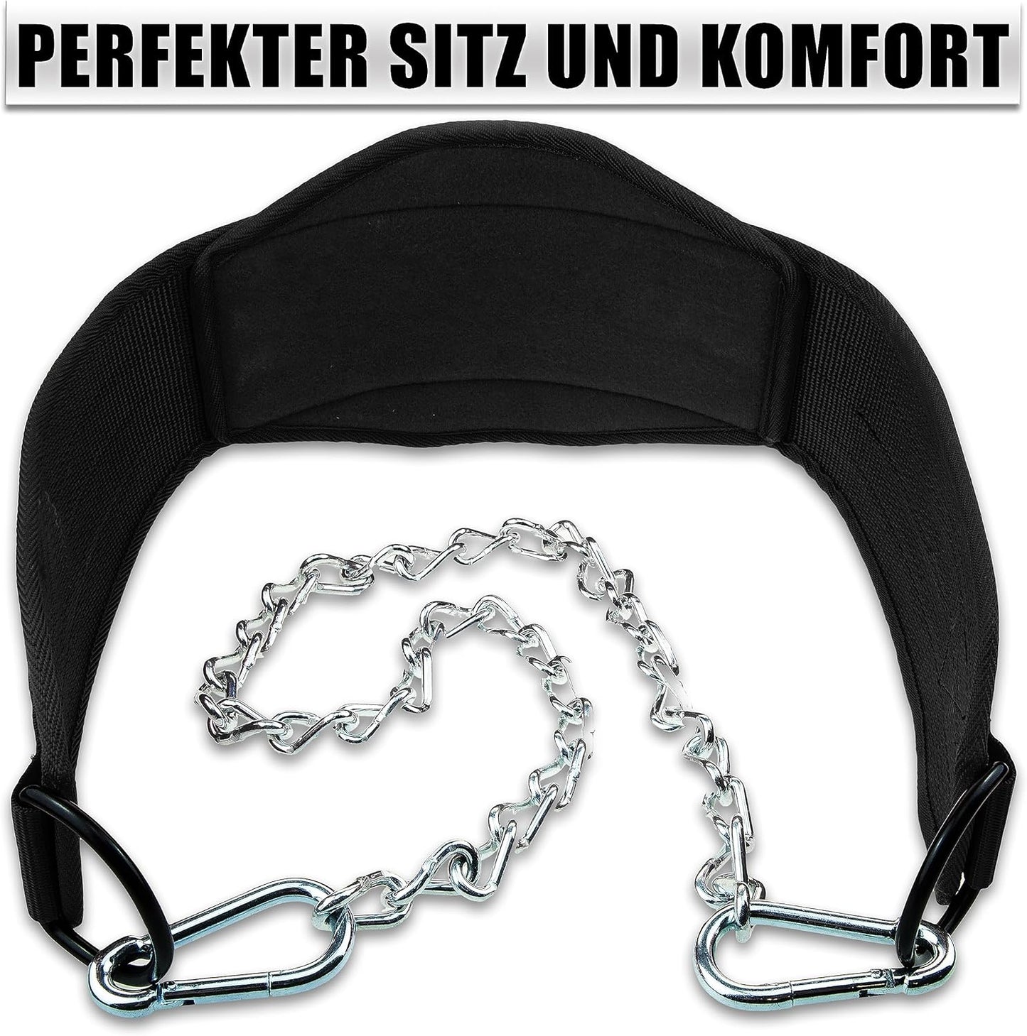Dipgürtel für Klimmzüge und Krafttraining (bis 250 kg), Schwarz (PREMIUM)