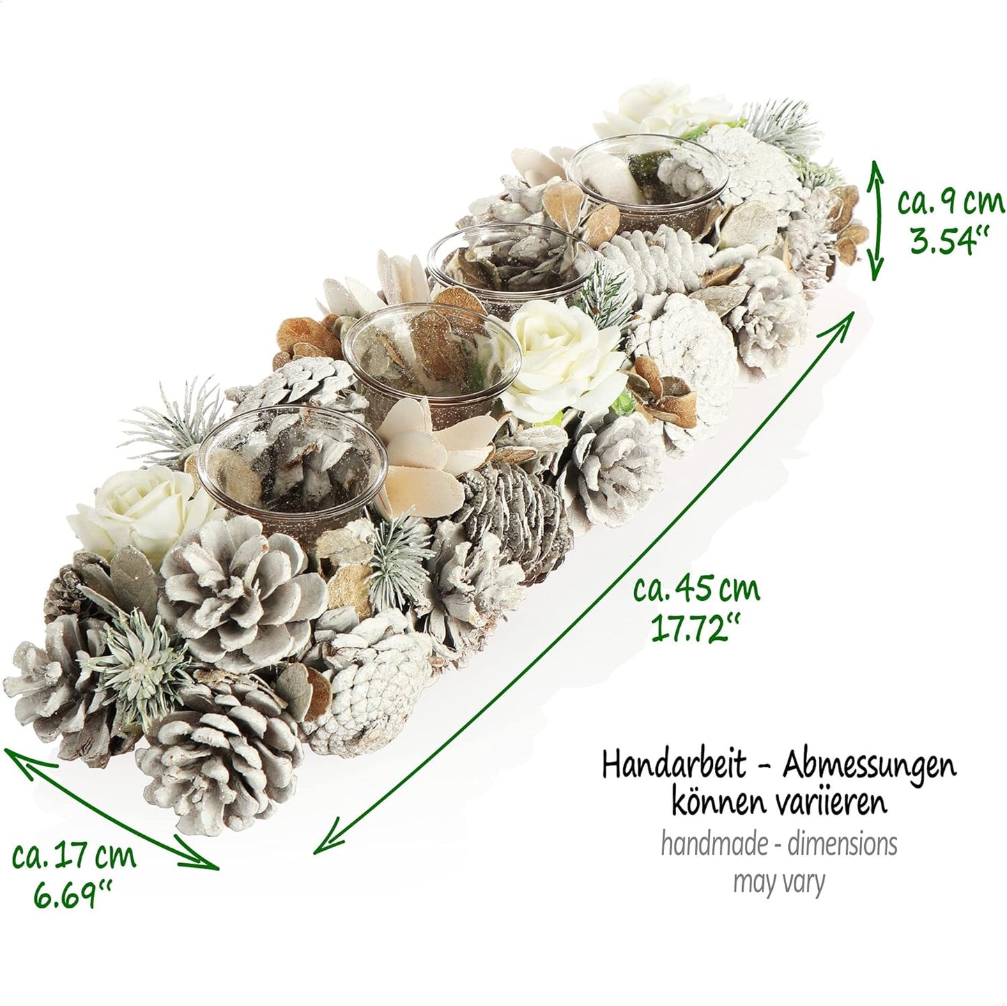 Länglicher Adventskranz für 4 Kerzen, Advents-kerzenhalter Xxl