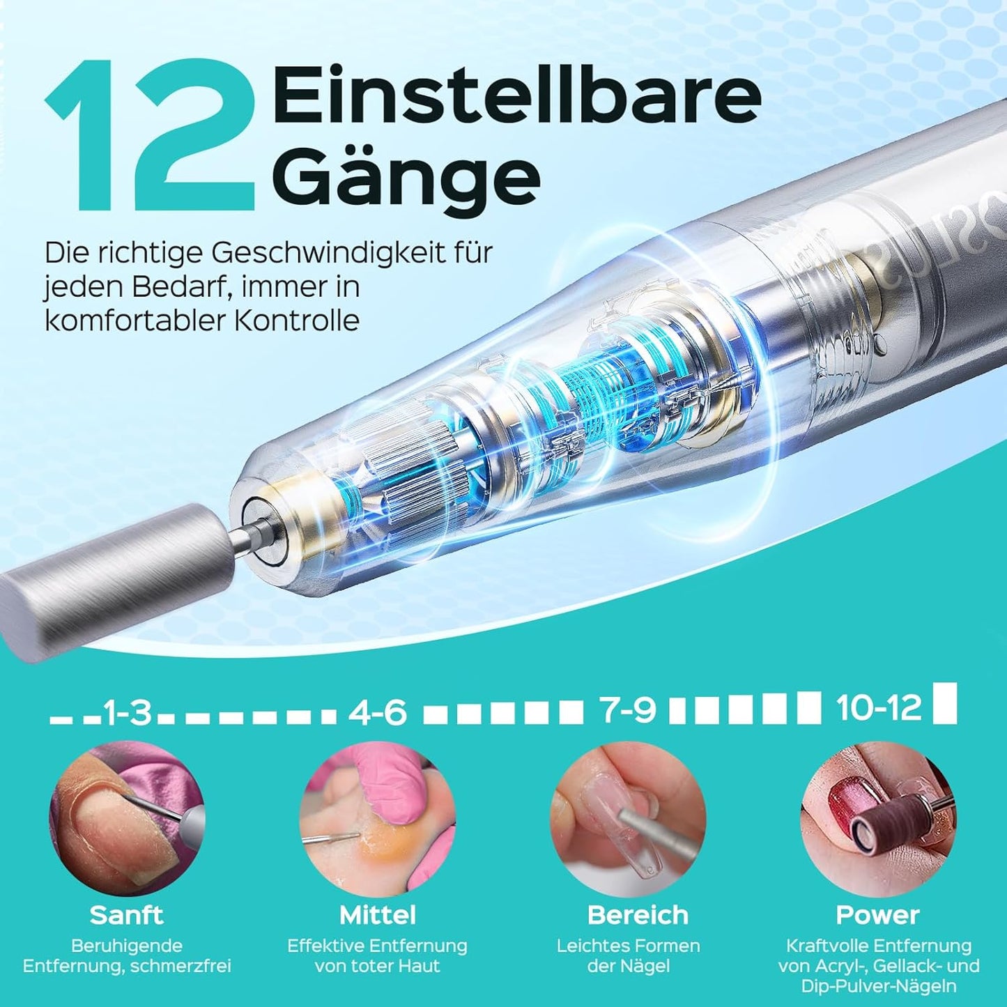 C50 Nagelfräser mit LED-Display, Dunkelgrau