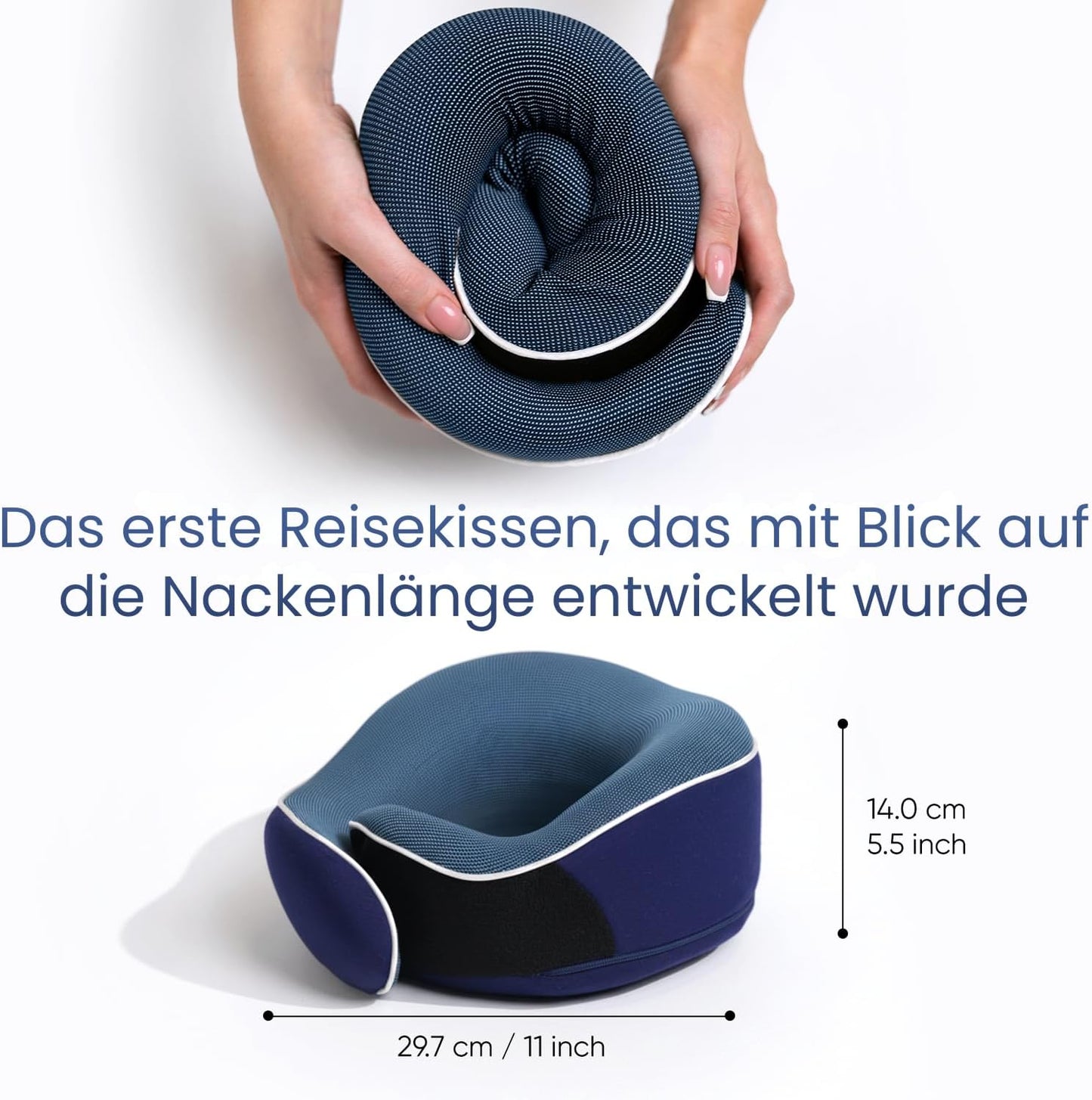 Reisekissen aus Memory Foam mit Schlafmaske, Blau