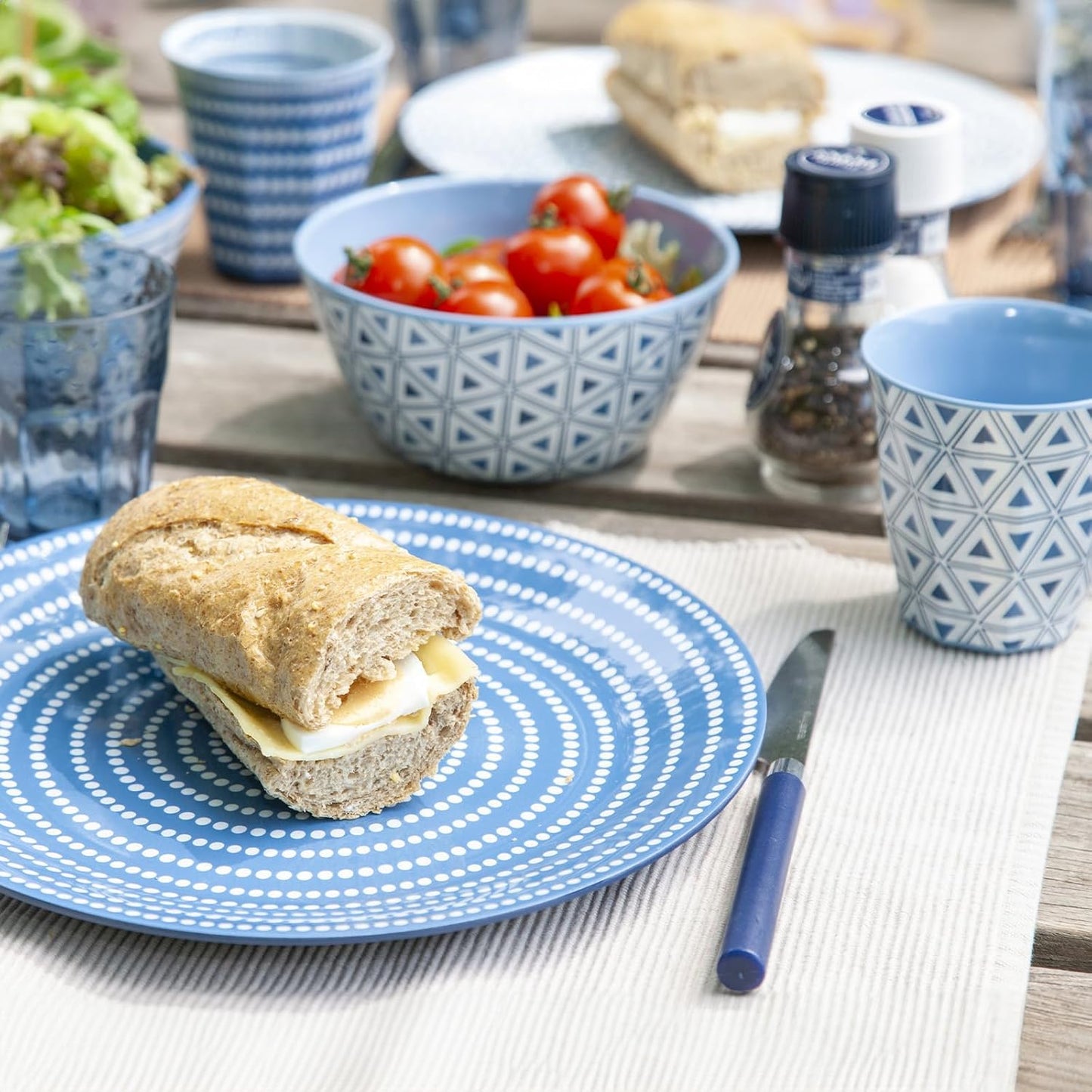 Mix&Match Campinggeschirr-Set für 4 Personen, Blau
