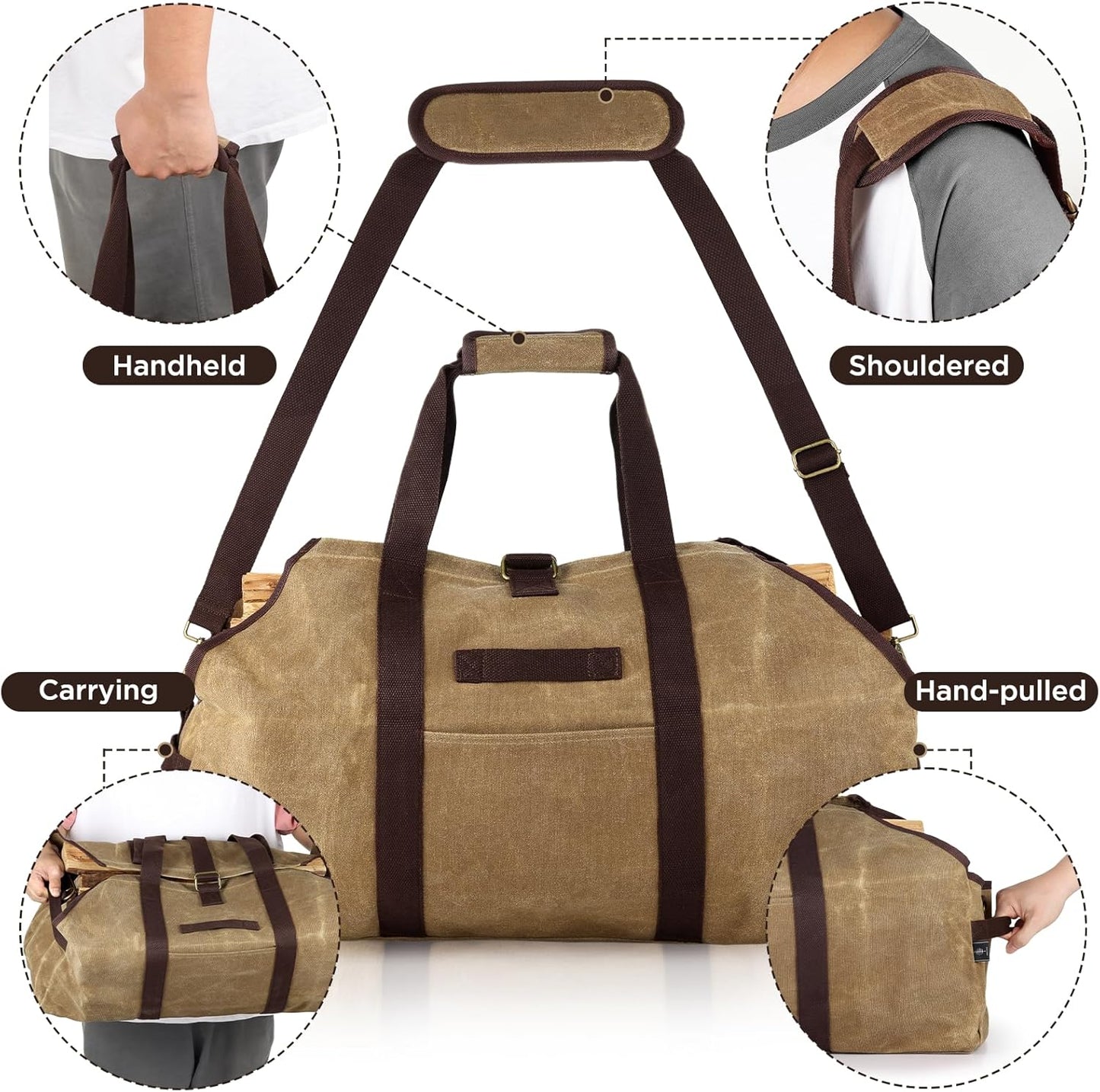 Wasserdichte Kaminholztasche, Khaki