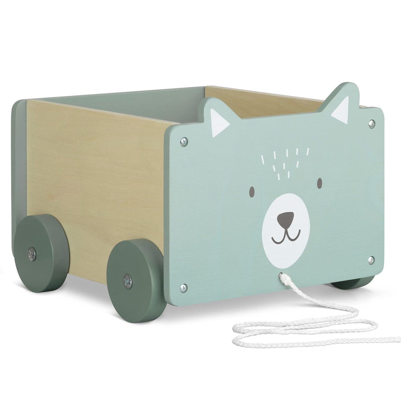 Spielzeug-Aufbewahrungsbox mit Rädern, Eisbär-Design Türkis