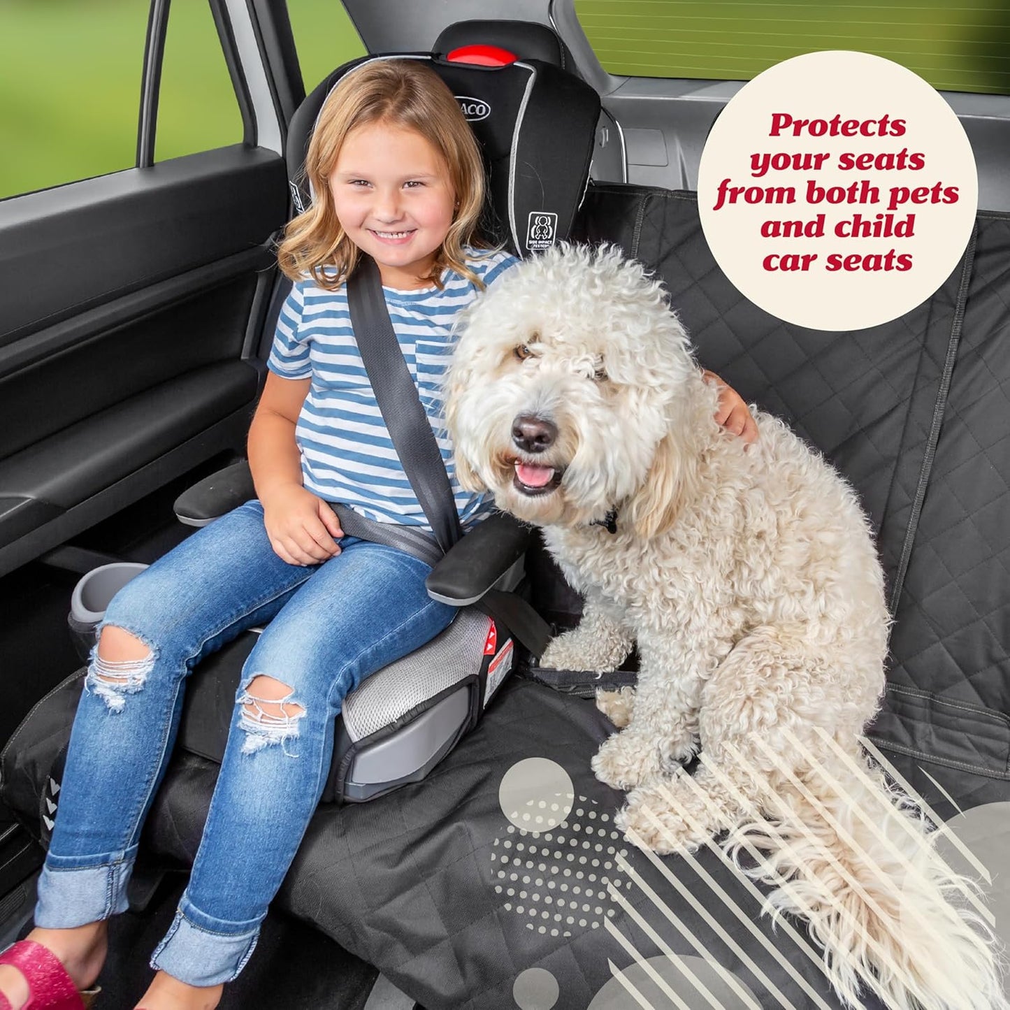 Hunde-Autositzbezug für Rücksitz, wasserdicht & rutschfest, hautfarben