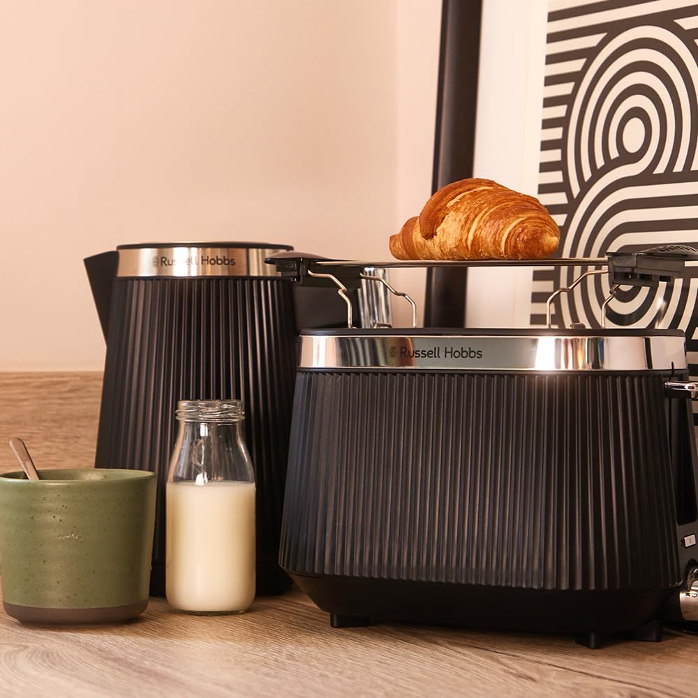 Toaster für 2 Scheiben mit Brötchenaufsatz, 2 Scheiben Schwarz