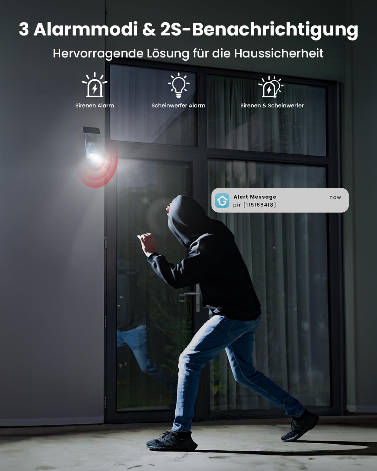 2K 3MP PTZ Überwachungskamera mit Solar-Akku, Weisse