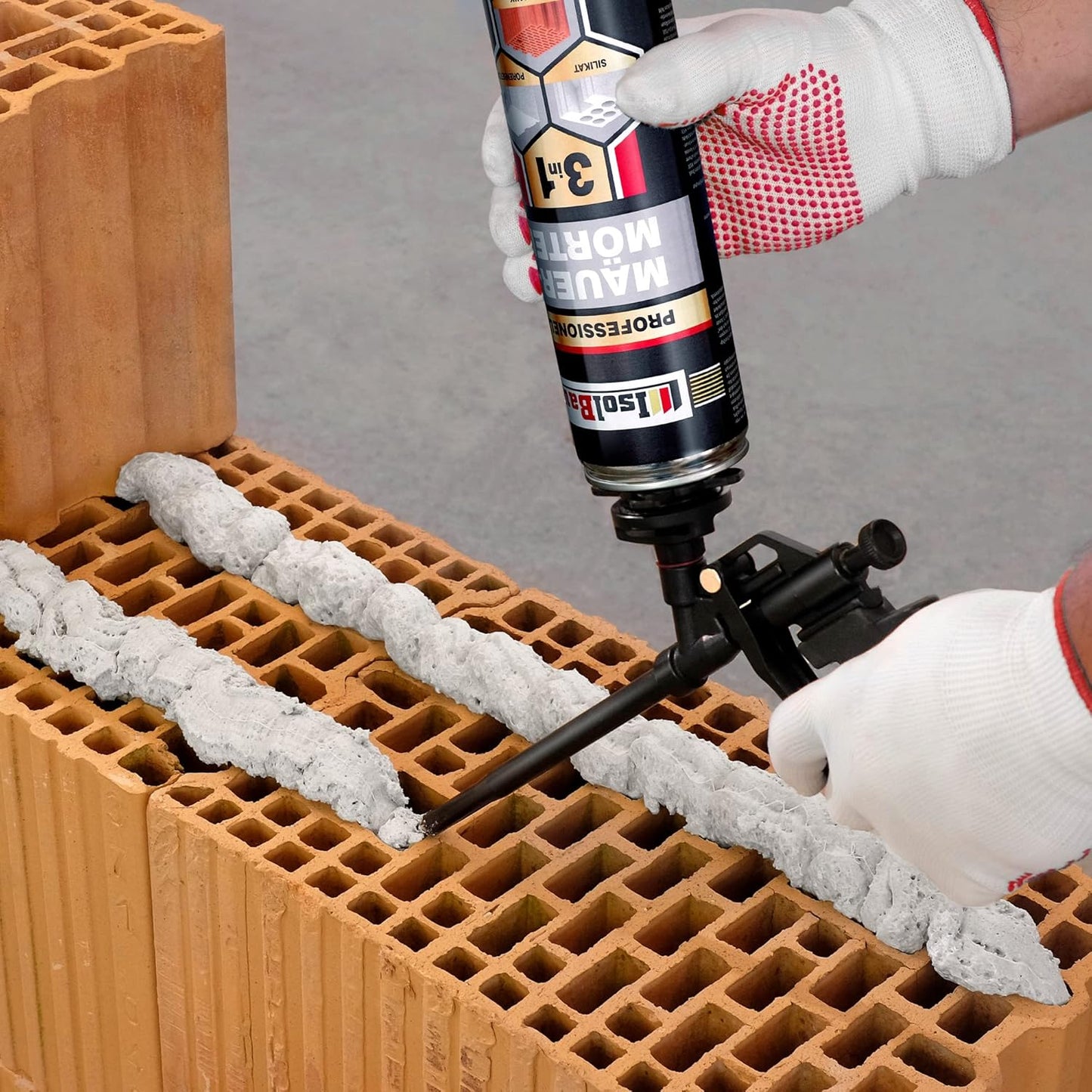 Mauermörtel-Set mit Schaumpistole und Reiniger, 4x Mörtel + 2x Reiniger + Schaumpistole