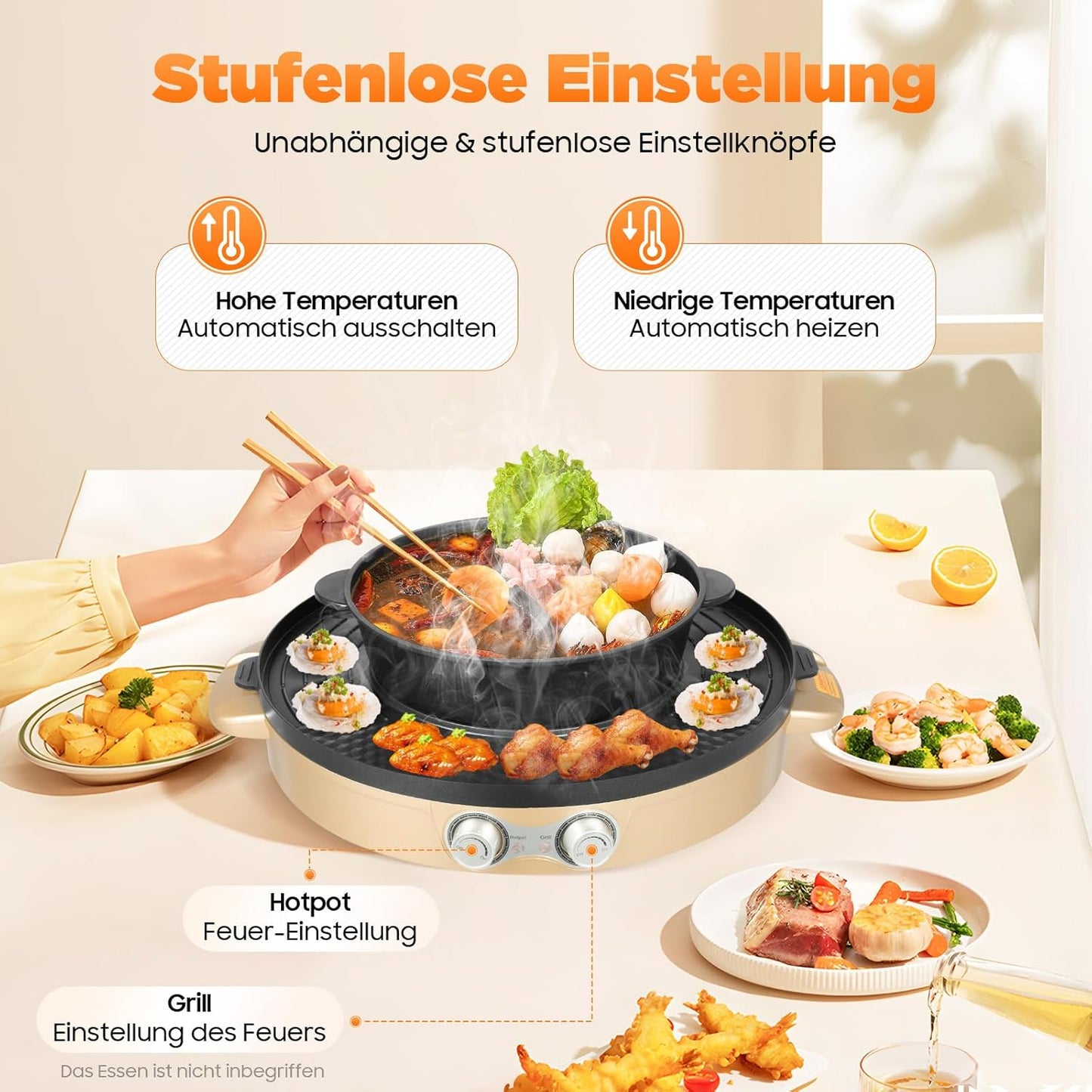Elektrischer Hot Pot mit Grillplatte