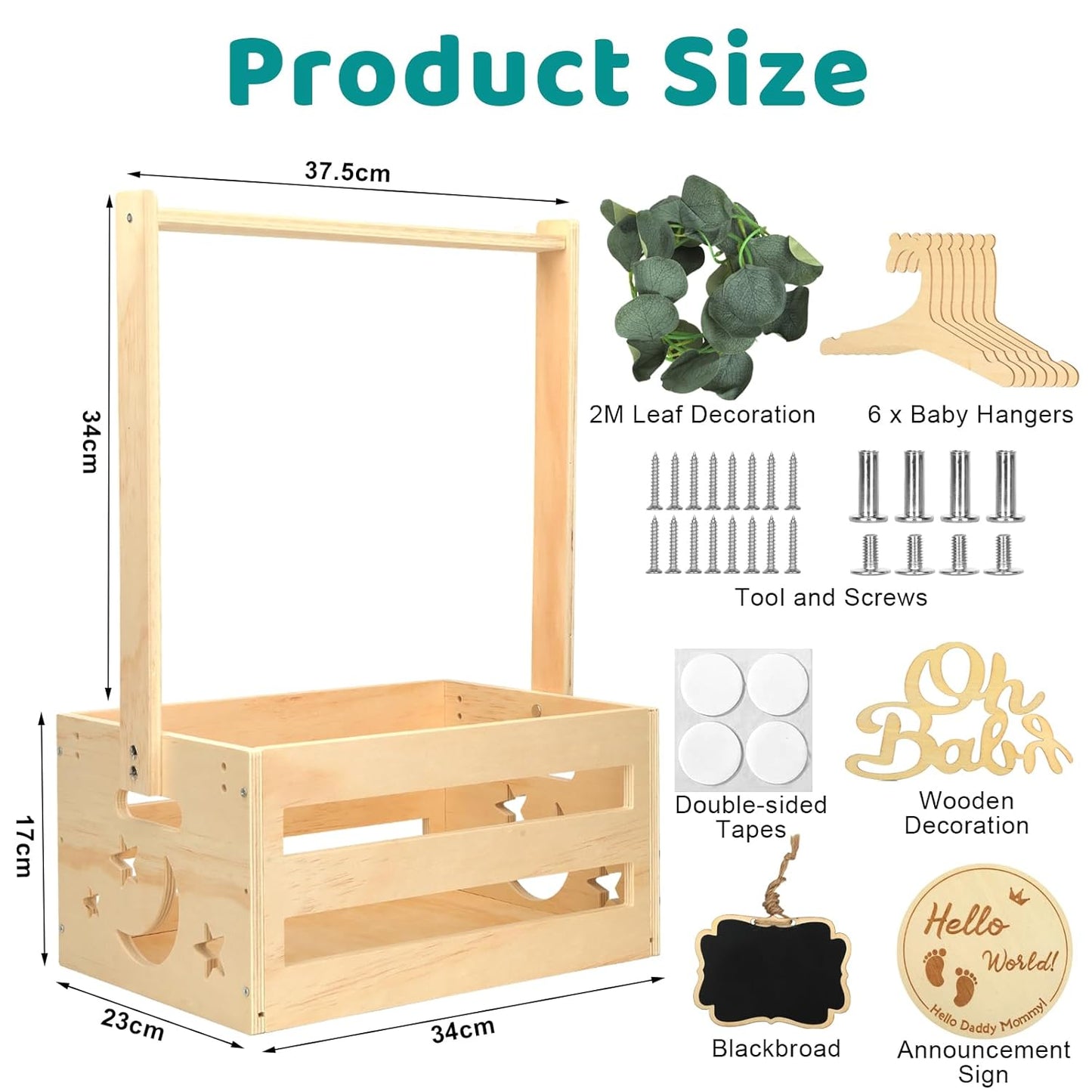 Geschenkset mit Babykorb und Holzkleiderbügeln