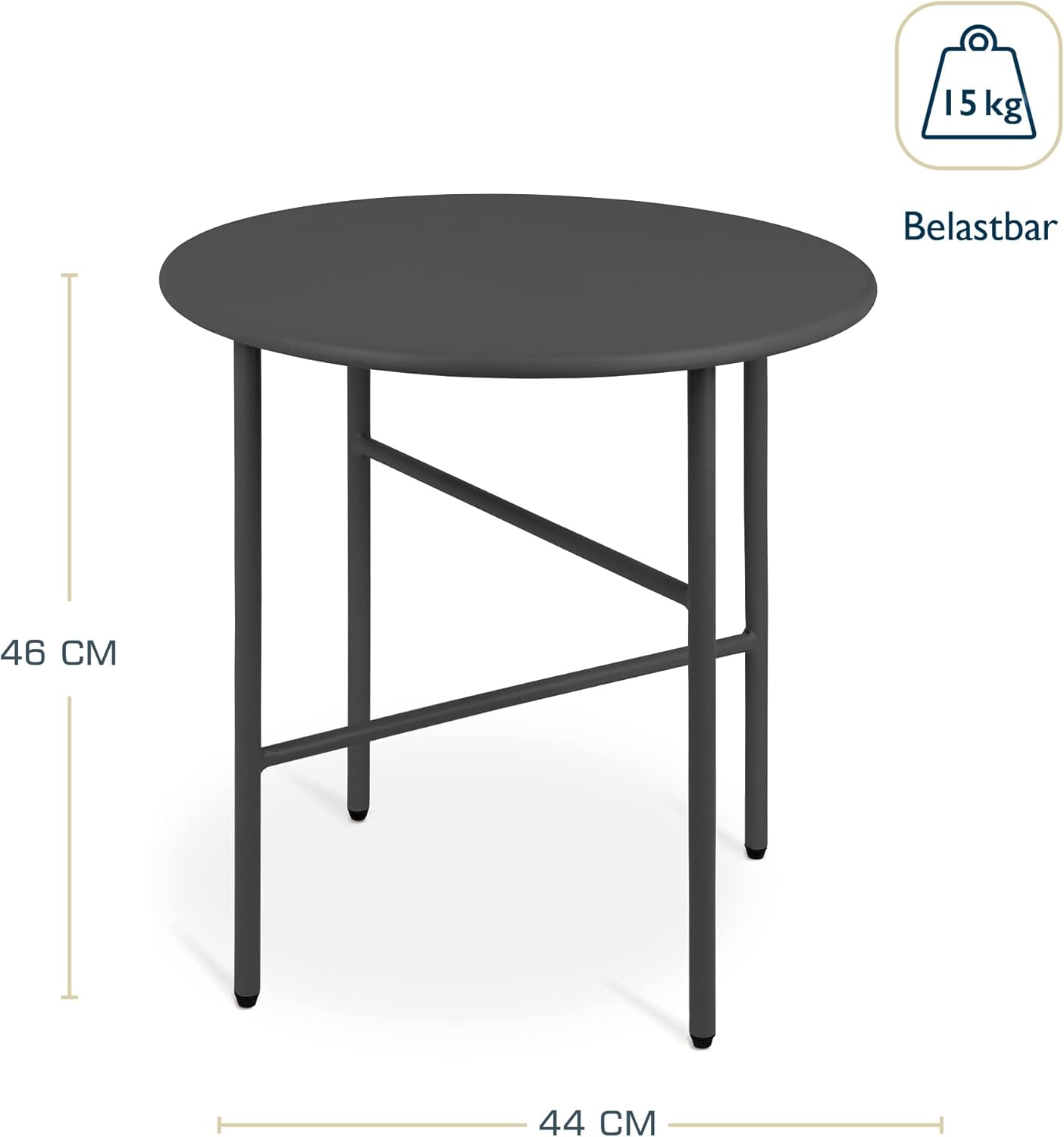 Runder Beistelltisch, Tischplatte: Ø 44cm - Höhe: 46cm Schwarz