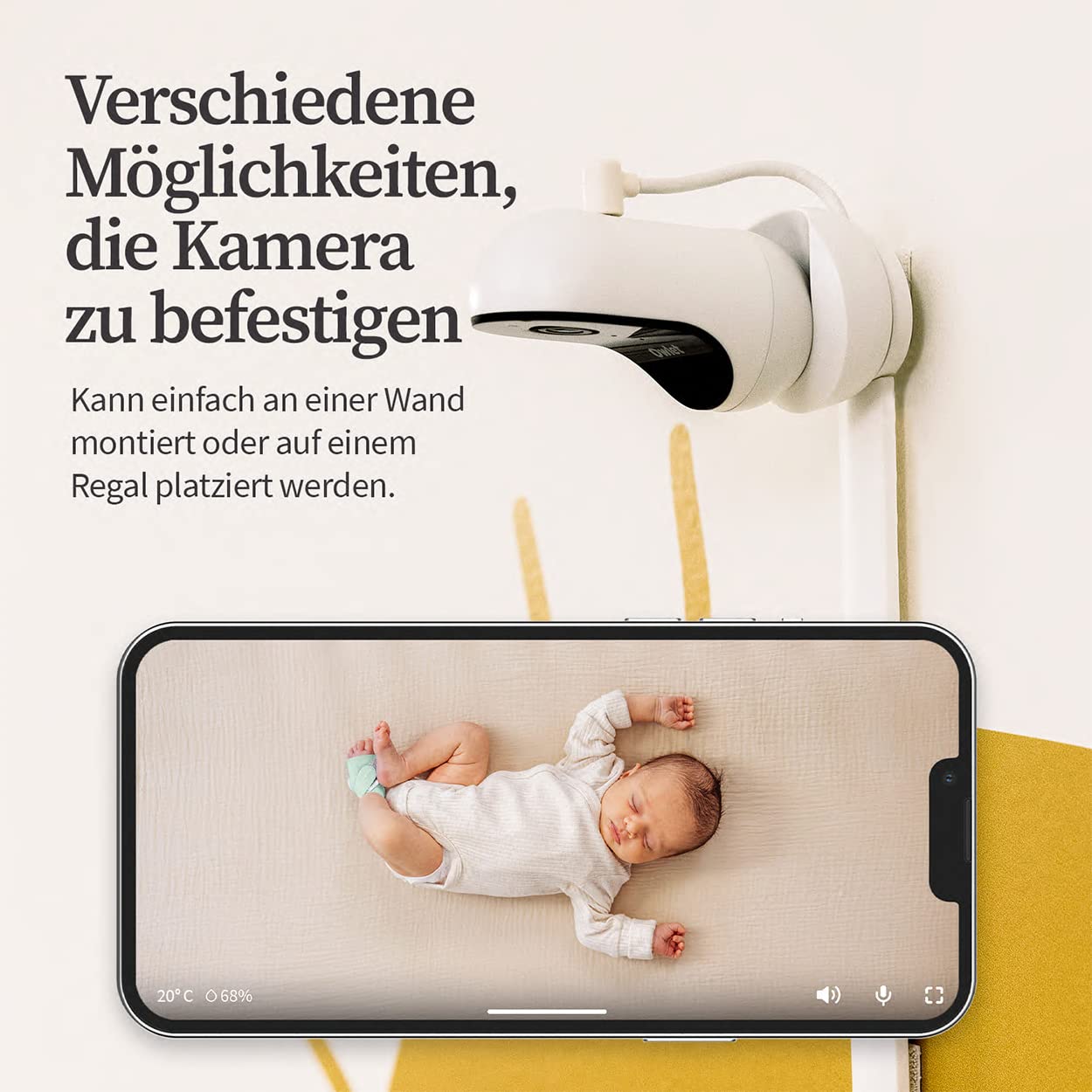 Cam 2 Babyphone mit Videofunktion und App-Steuerung, Weiss