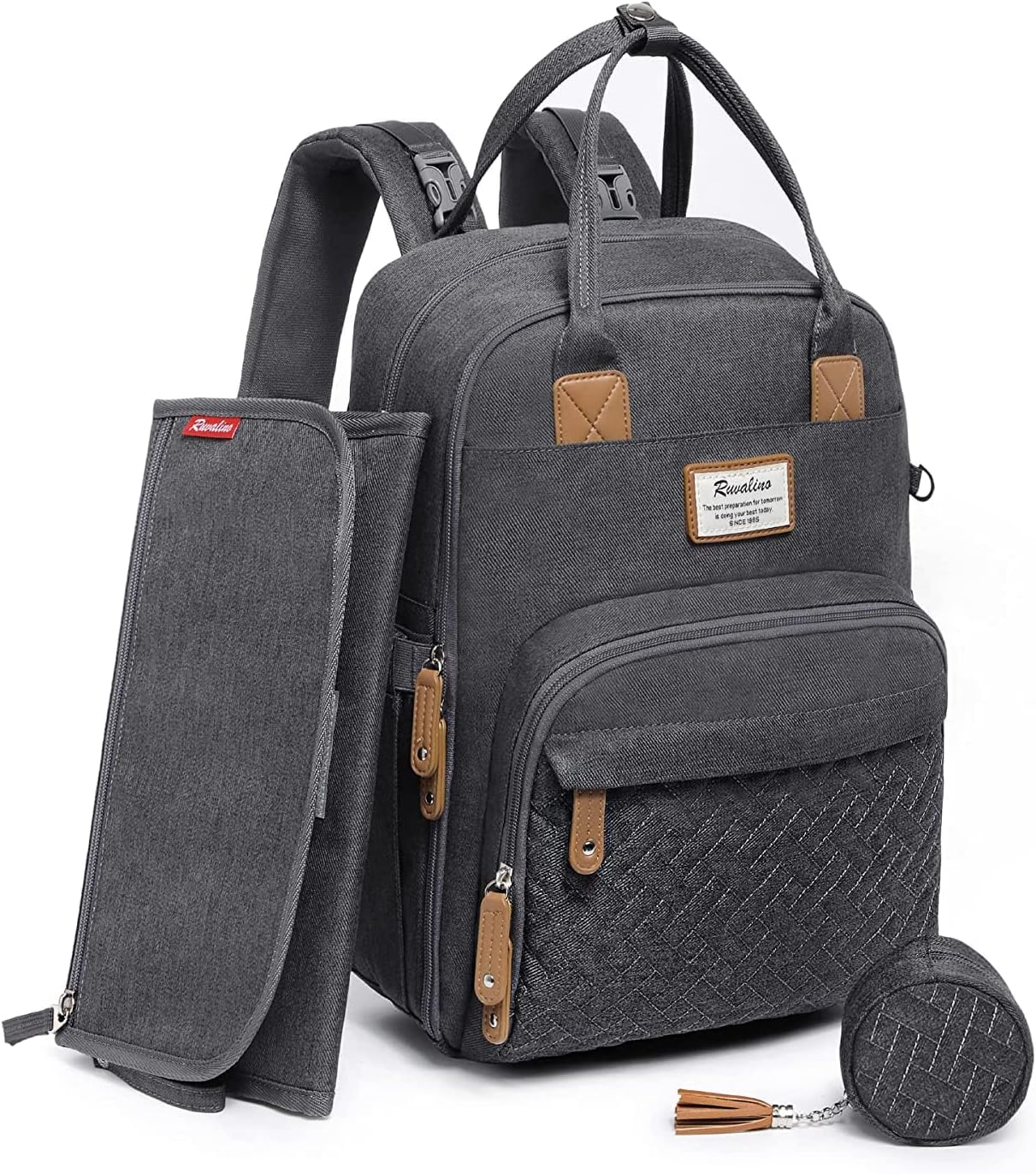 Wickelrucksack mit Wickelauflage, Dunkelgrau05