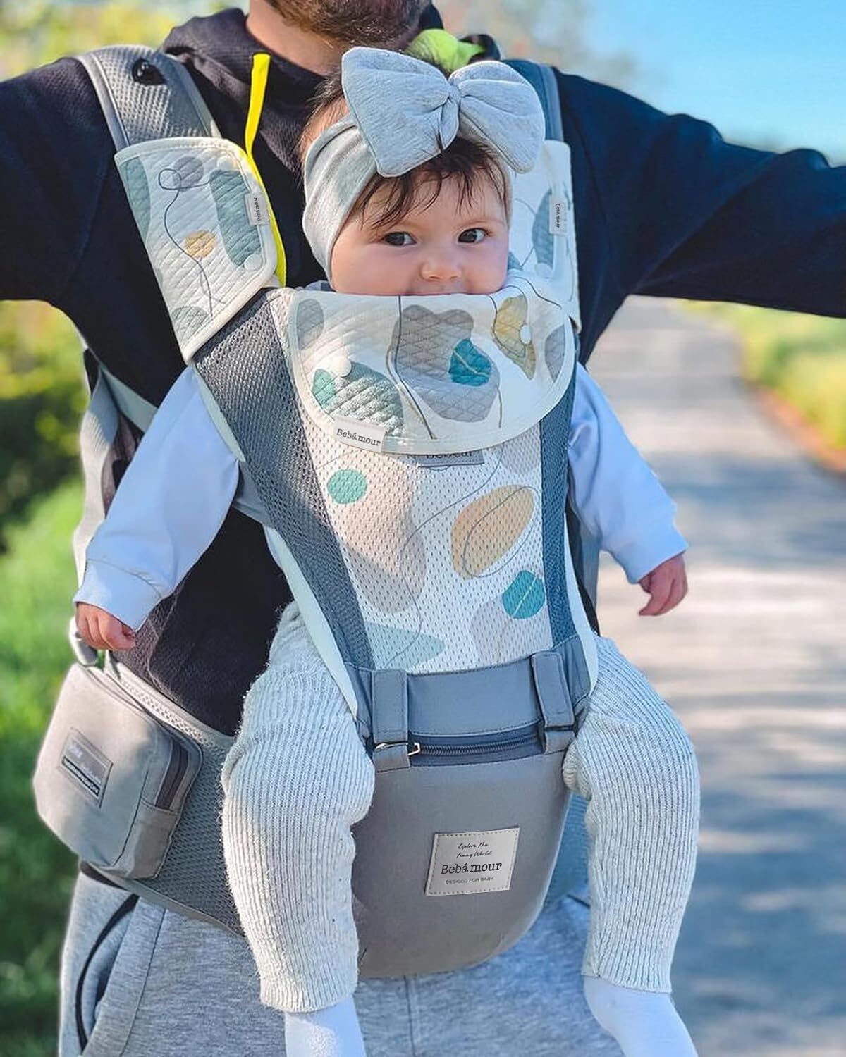 Babytrage mit Hüftsitz, 01 Air Grey with Extender