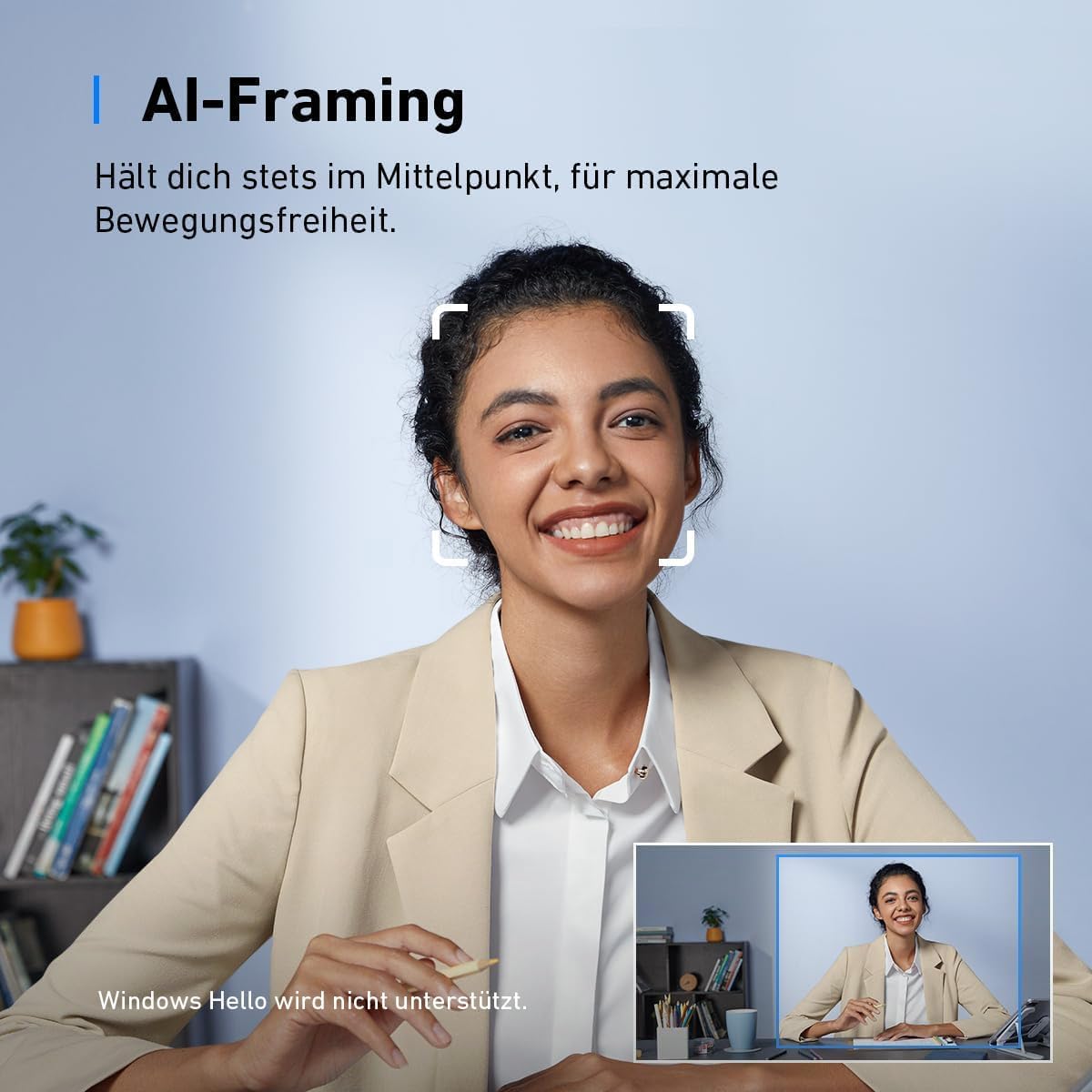 4K Webcam mit KI-Autofokus & Geräuschunterdrückung