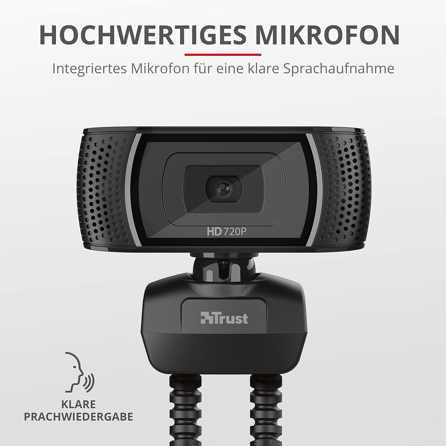 Trino HD Webcam mit Mikrofon und flexiblem Ständer, Trino