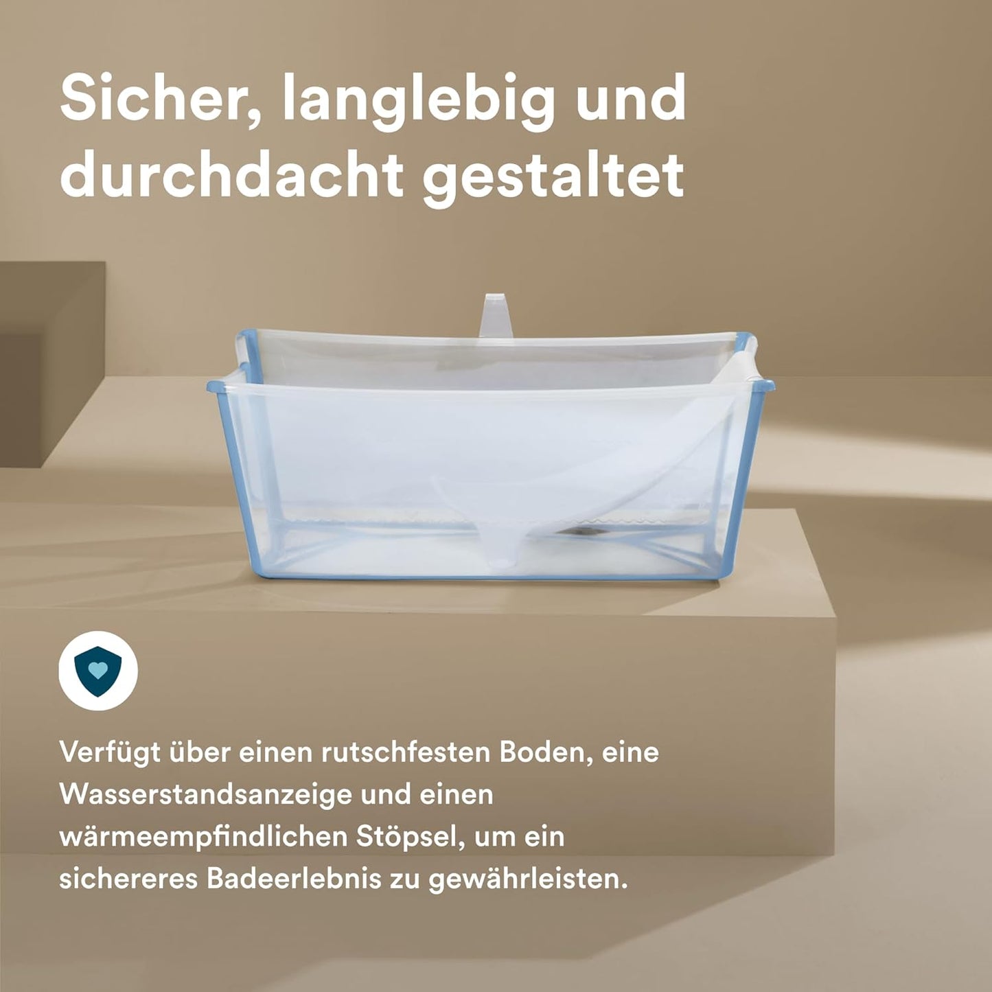 Flexi Bath mit Newborn Support (faltbar), Regular - 64 x 24 x 34 (cm) Ocean Blue