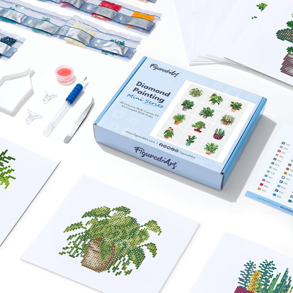 Mini Serie Diamond Painting Set mit 12 Stück, Pflanzen 2 PROBLEMYOUMUSTCHECK