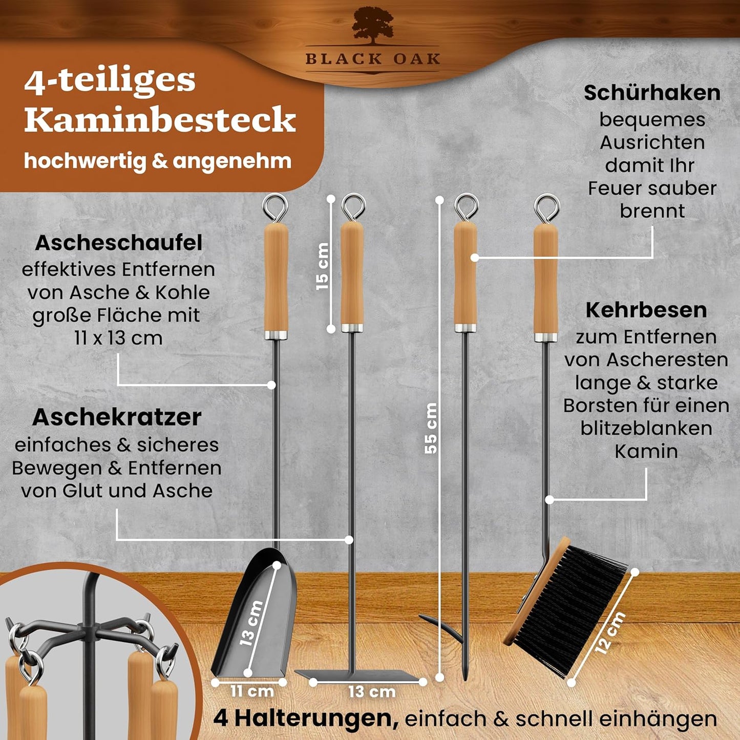 6-teiliges Kaminbesteck-Set St. Moritz, St. Moritz 6-teilig Schwarz