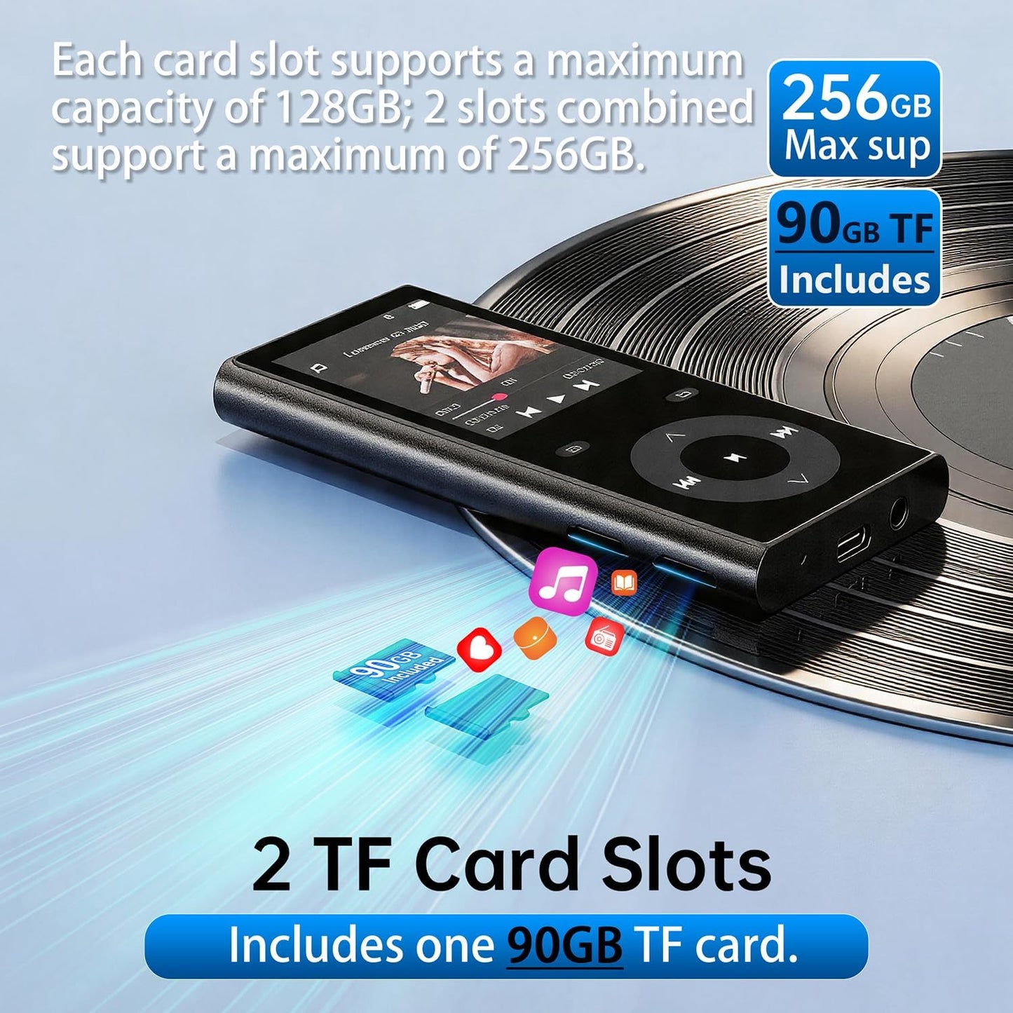 MP3-Player mit Bluetooth 5.3 und Lautsprecher, 90 GB